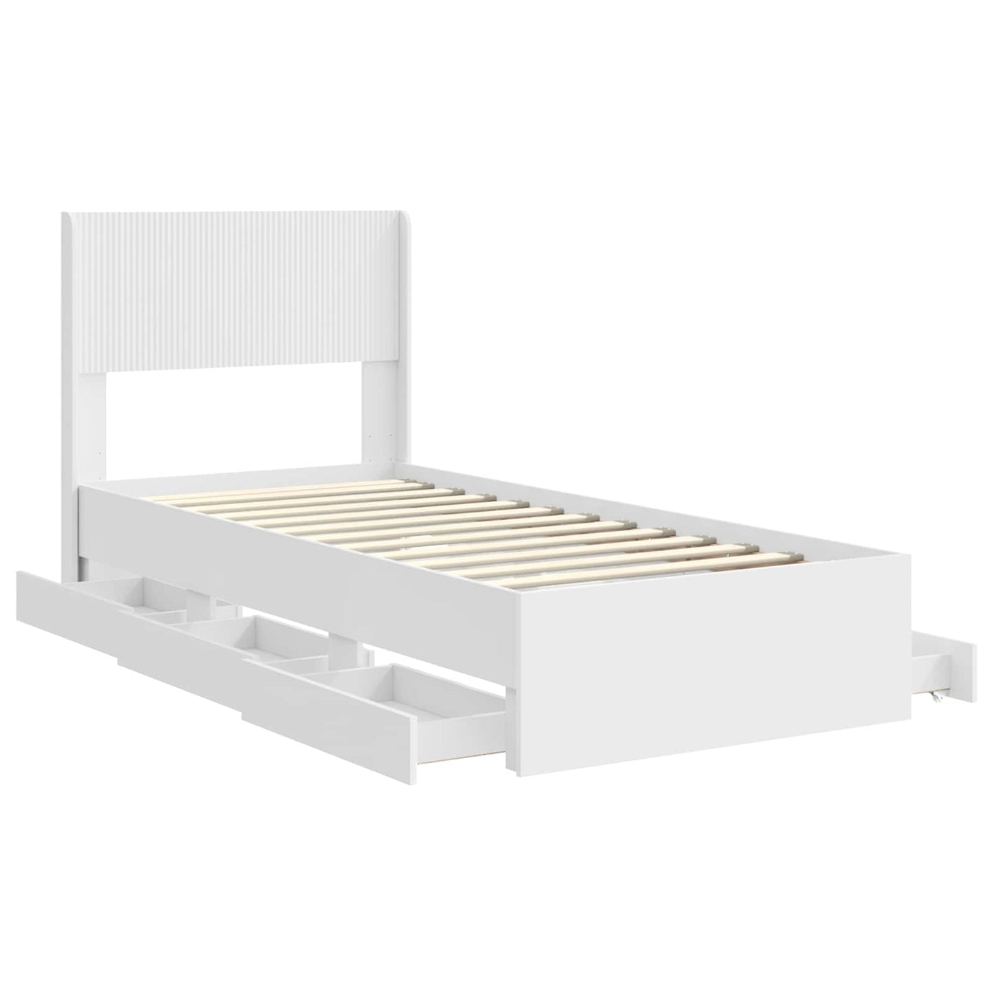 Bedframe met opbergruimte en hoofdbord met lade Wit 75 x 190 cm is nu te koop bij PeponiXL, paradijselijk wonen!