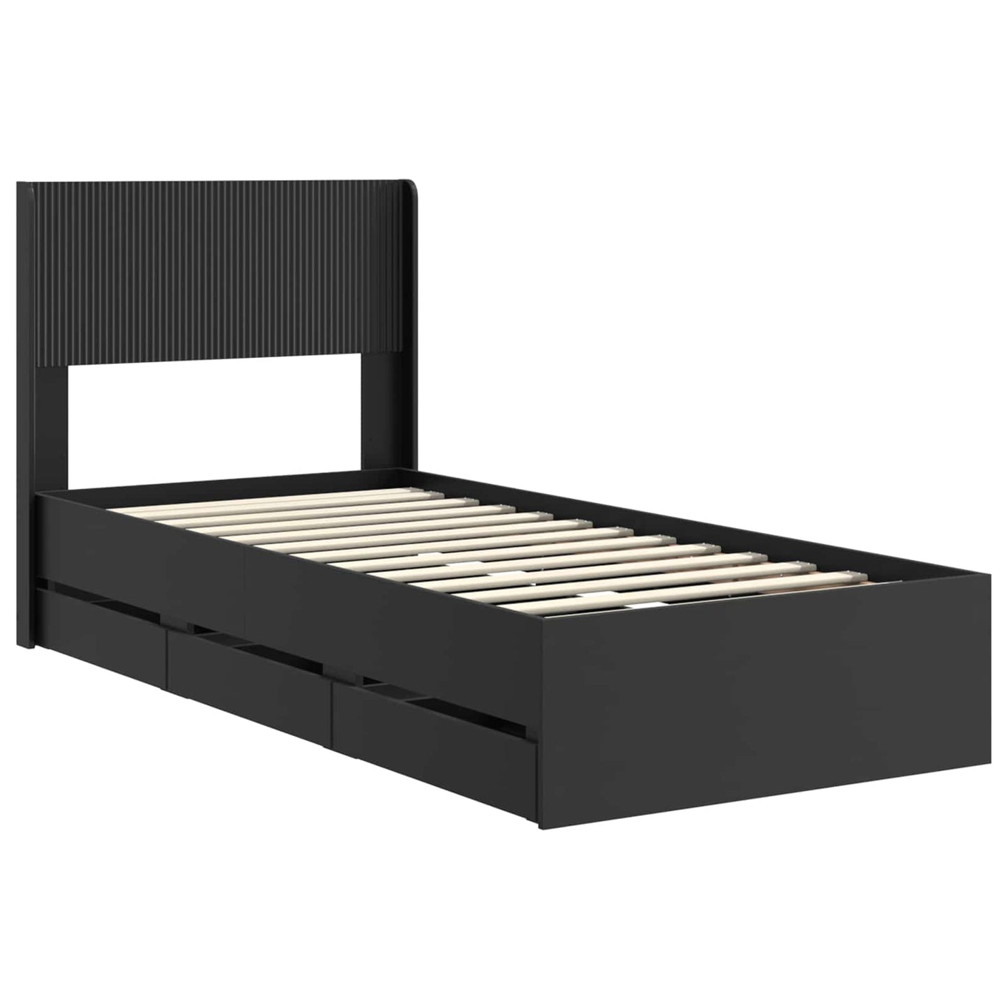 Bedframe met opbergruimte en hoofdbord Zwart 75 x 190 cm is nu te koop bij PeponiXL, paradijselijk wonen!