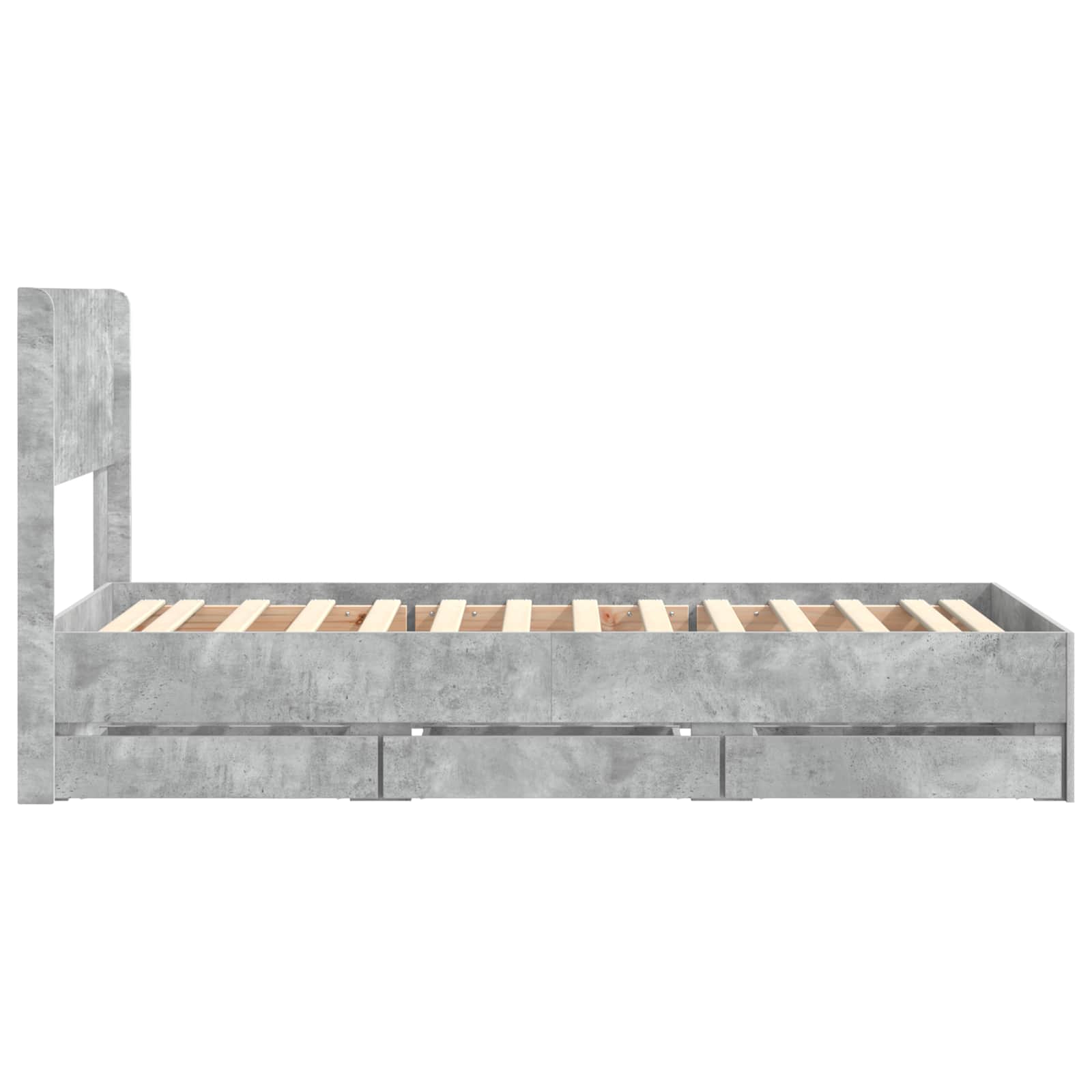 Bedframe met opbergruimte en hoofdbord Betongrijs 75 x 190 cm is nu te koop bij PeponiXL, paradijselijk wonen!