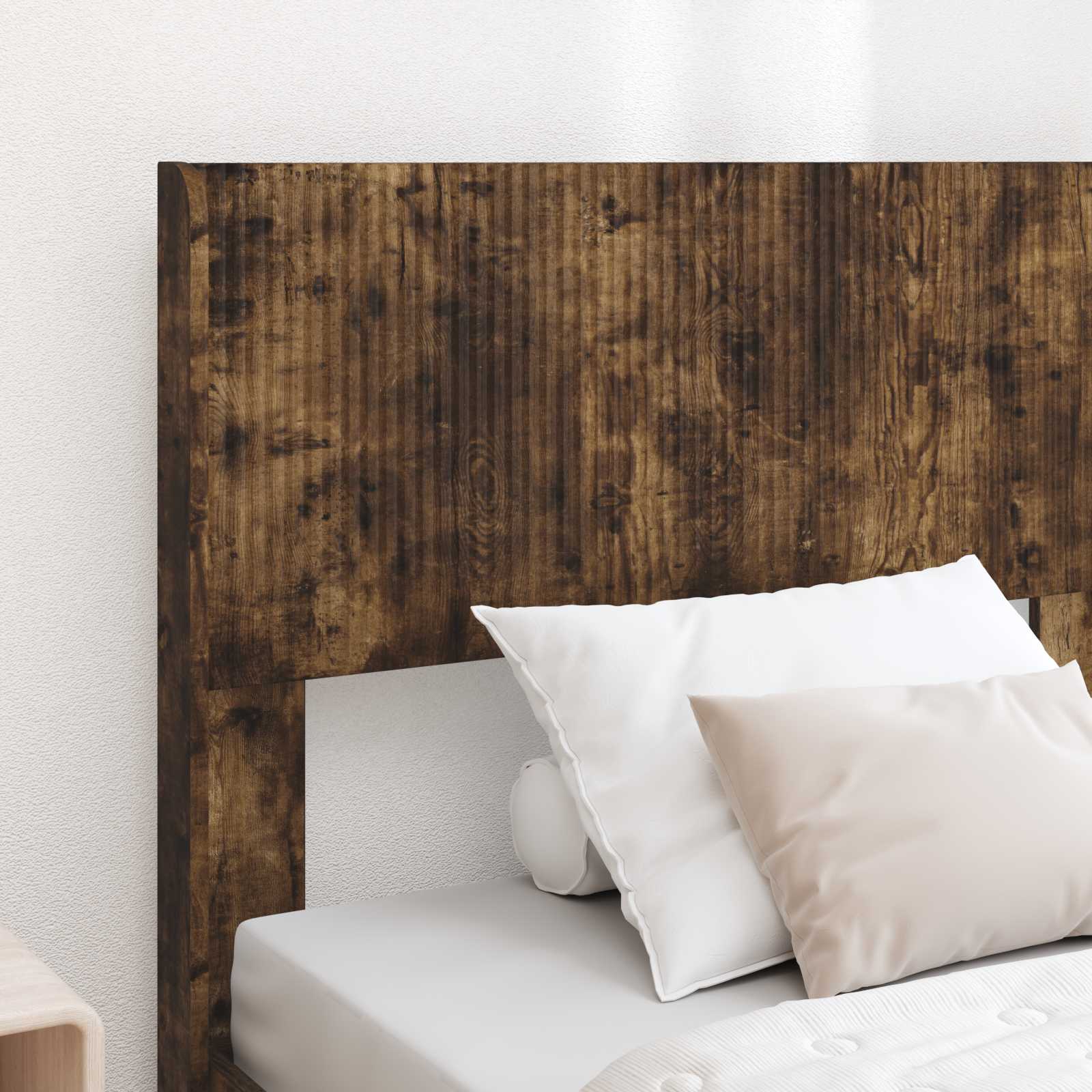 Bedframe met opbergruimte en hoofdbord met lade Gerookt eiken is nu te koop bij PeponiXL, paradijselijk wonen!