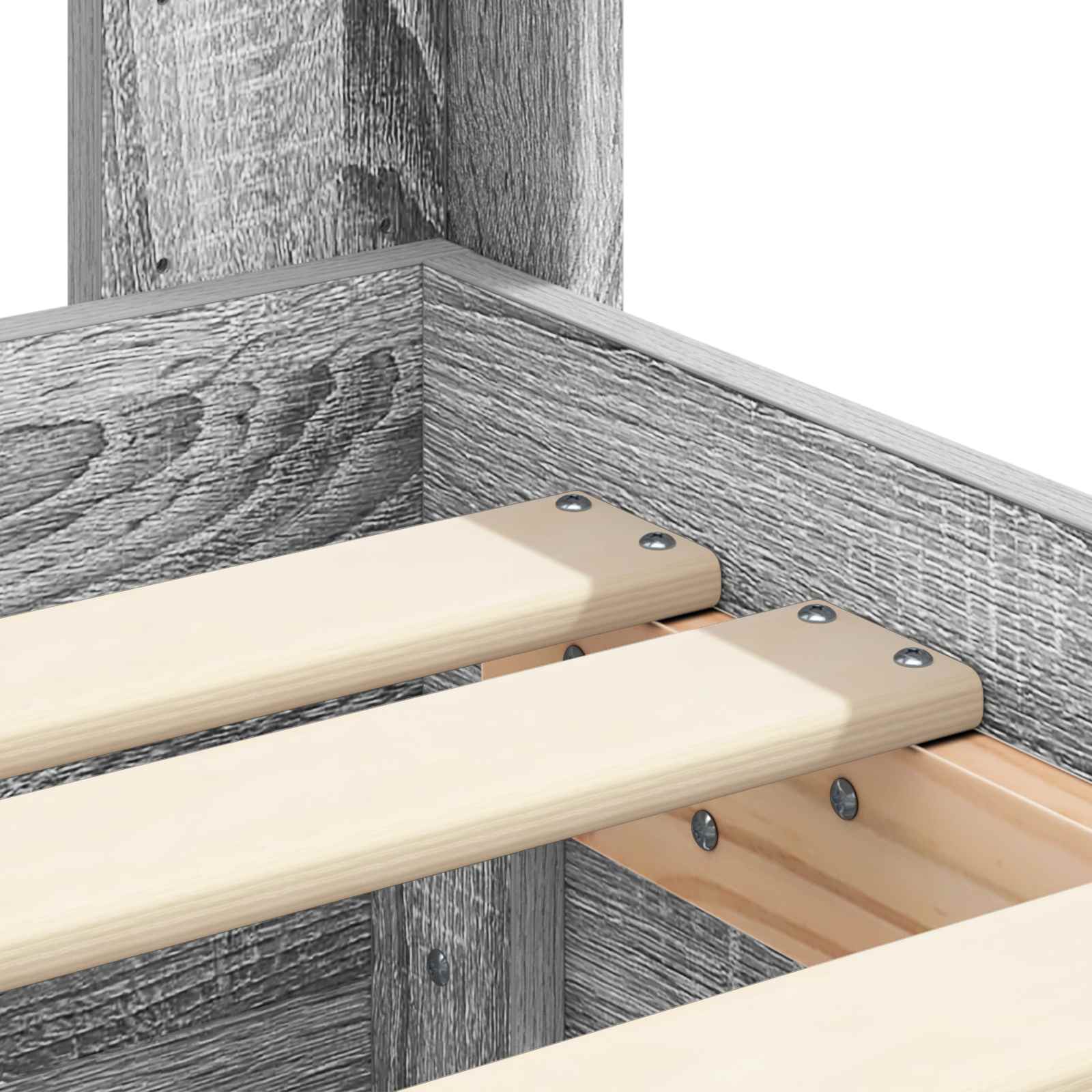 Bedframe met opbergruimte en hoofdbord Grijs sonoma 75 x 190 cm is nu te koop bij PeponiXL, paradijselijk wonen!