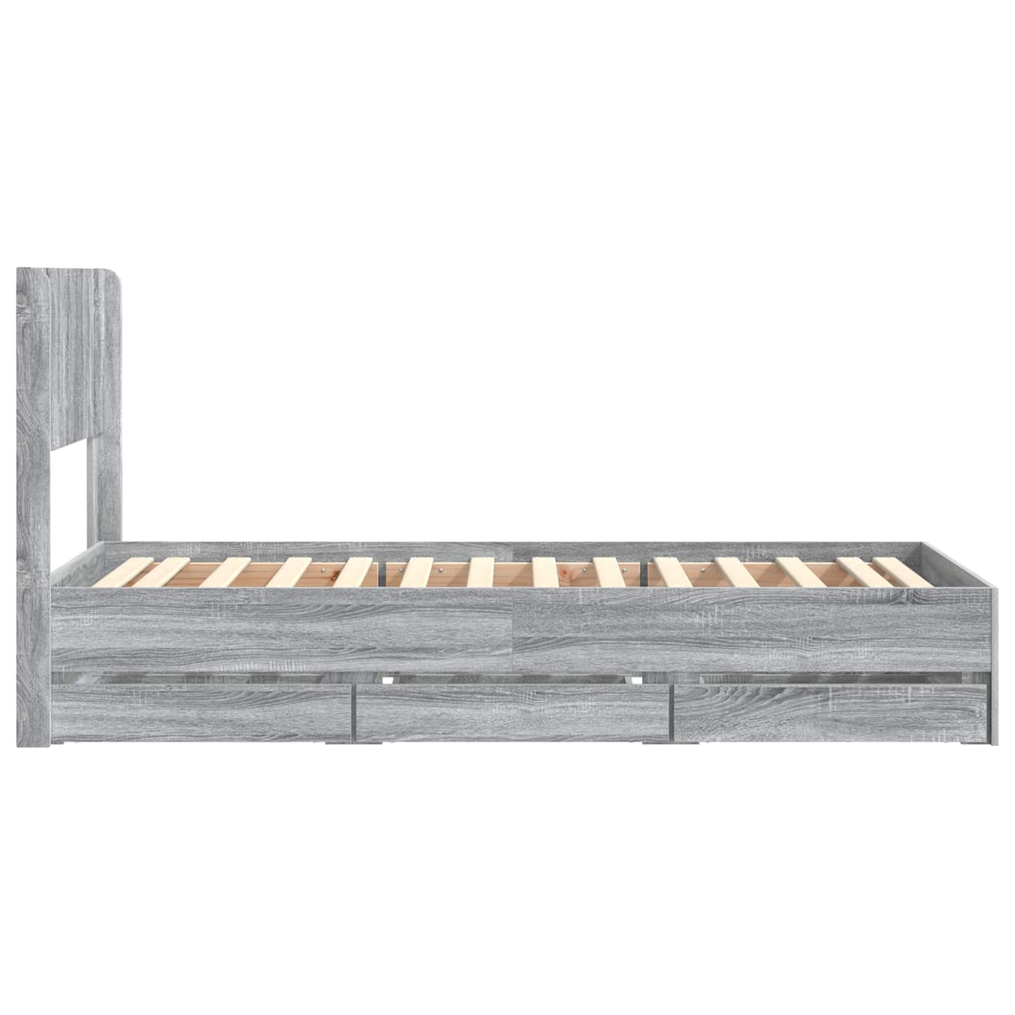 Bedframe met opbergruimte en hoofdbord Grijs sonoma 75 x 190 cm is nu te koop bij PeponiXL, paradijselijk wonen!