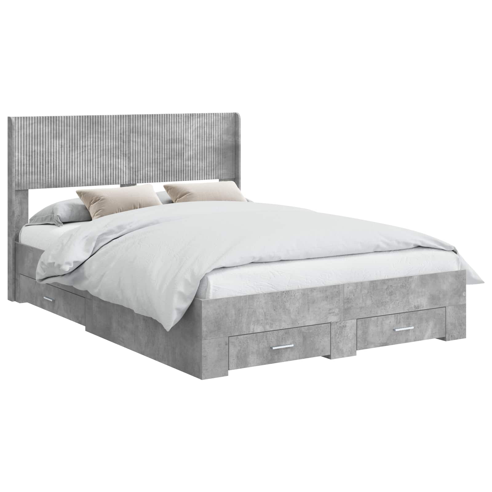 Bedframe met opbergruimte en hoofdbord Betongrijs 150 x 200 cm is nu te koop bij PeponiXL, paradijselijk wonen!