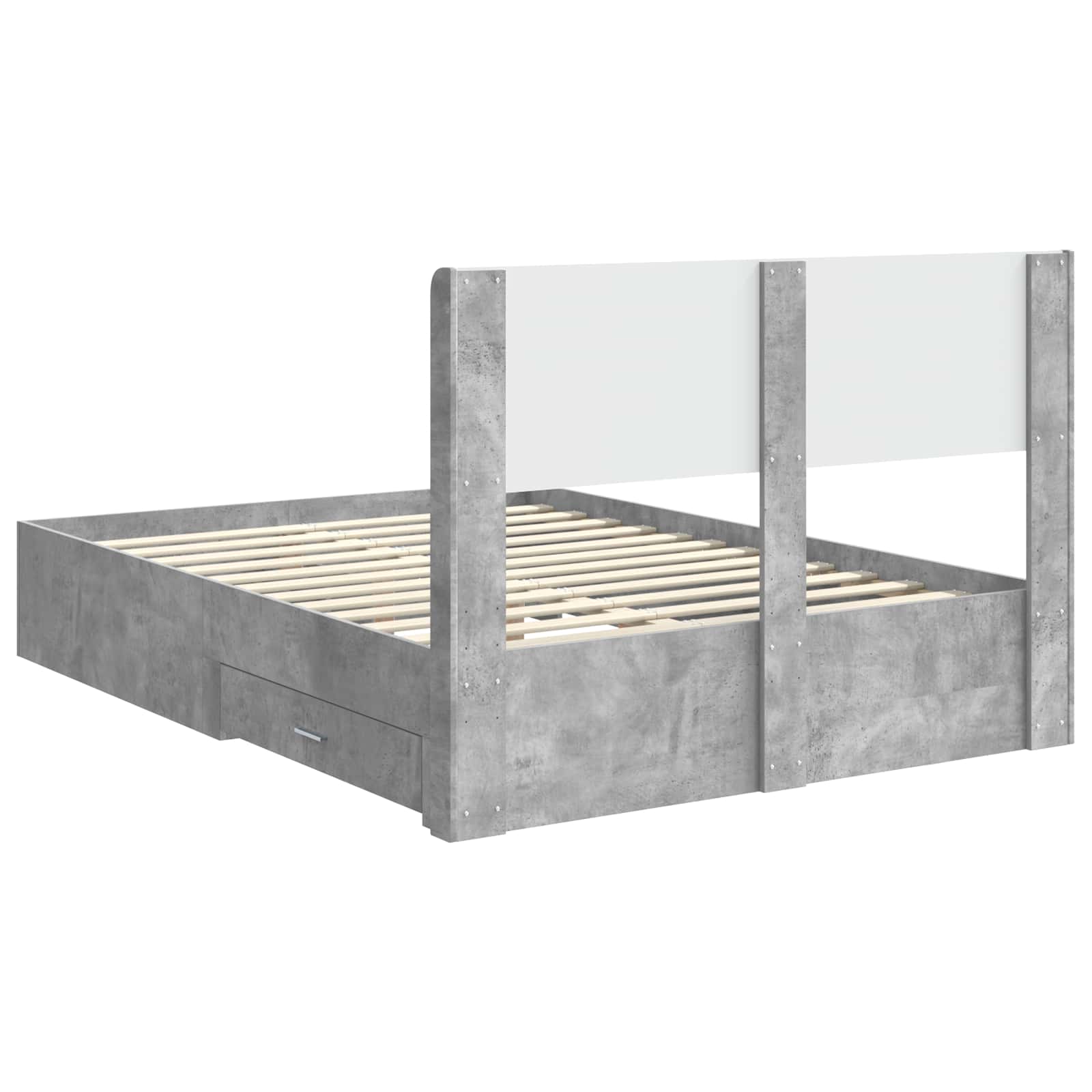 Bedframe met opbergruimte en hoofdbord Betongrijs 150 x 200 cm is nu te koop bij PeponiXL, paradijselijk wonen!