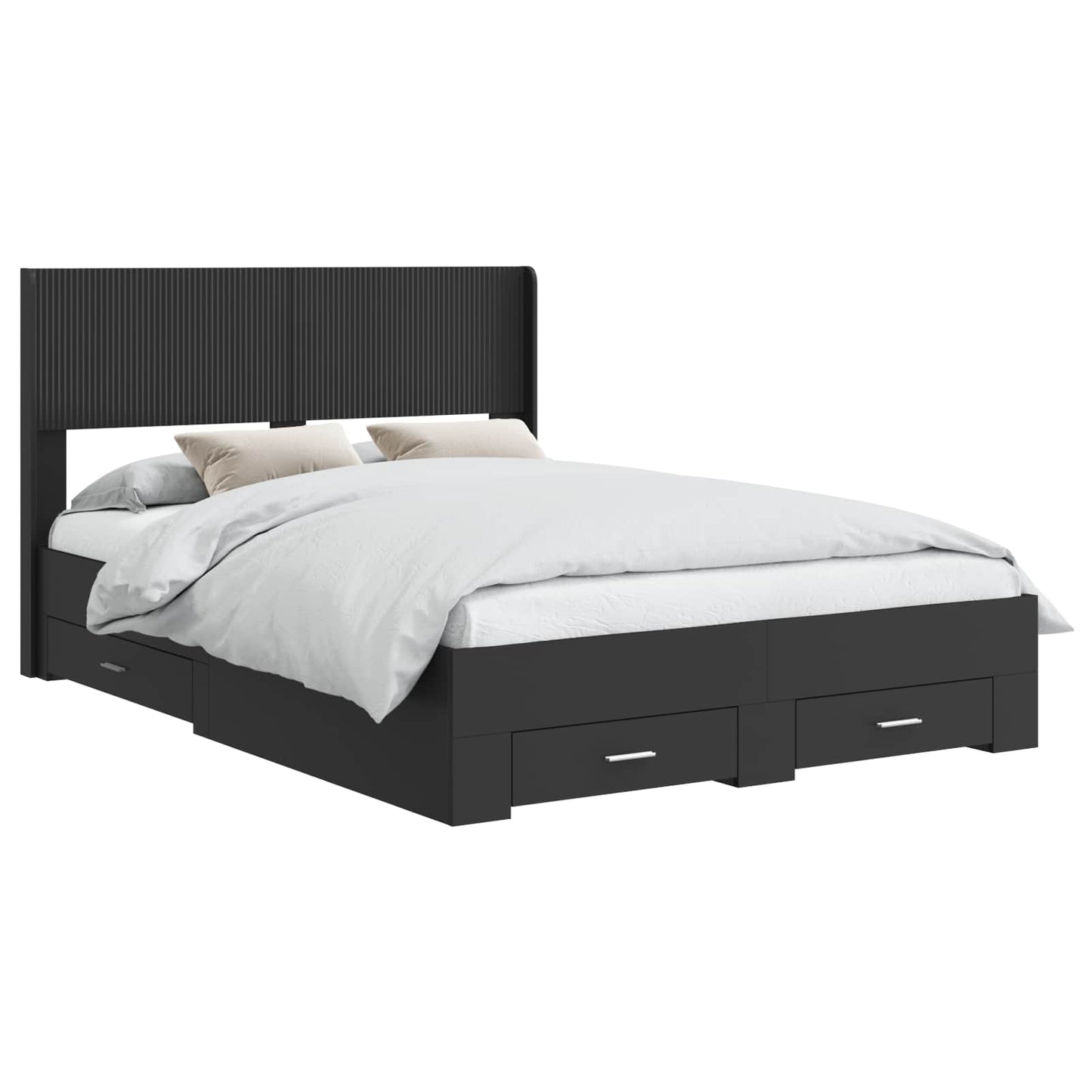 Bedframe met opbergruimte en hoofdbord Zwart 140 x 190 cm is nu te koop bij PeponiXL, paradijselijk wonen!