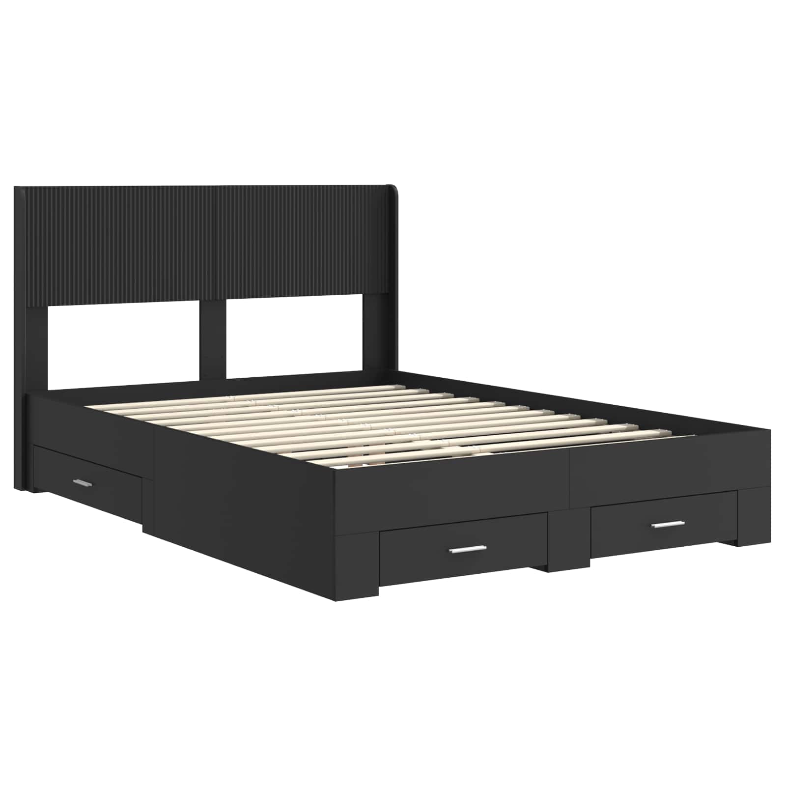 Bedframe met opbergruimte en hoofdbord Zwart 140 x 190 cm is nu te koop bij PeponiXL, paradijselijk wonen!