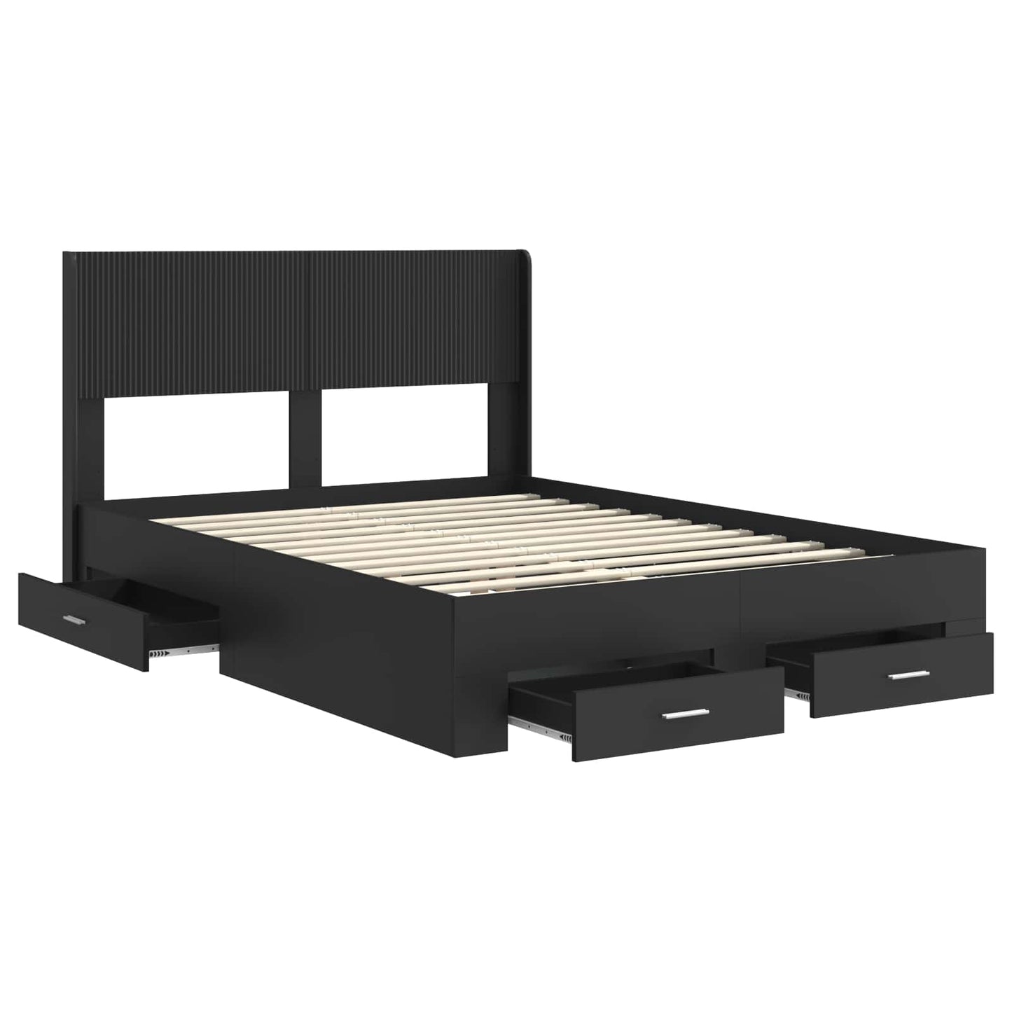 Bedframe met opbergruimte en hoofdbord Zwart 140 x 190 cm is nu te koop bij PeponiXL, paradijselijk wonen!