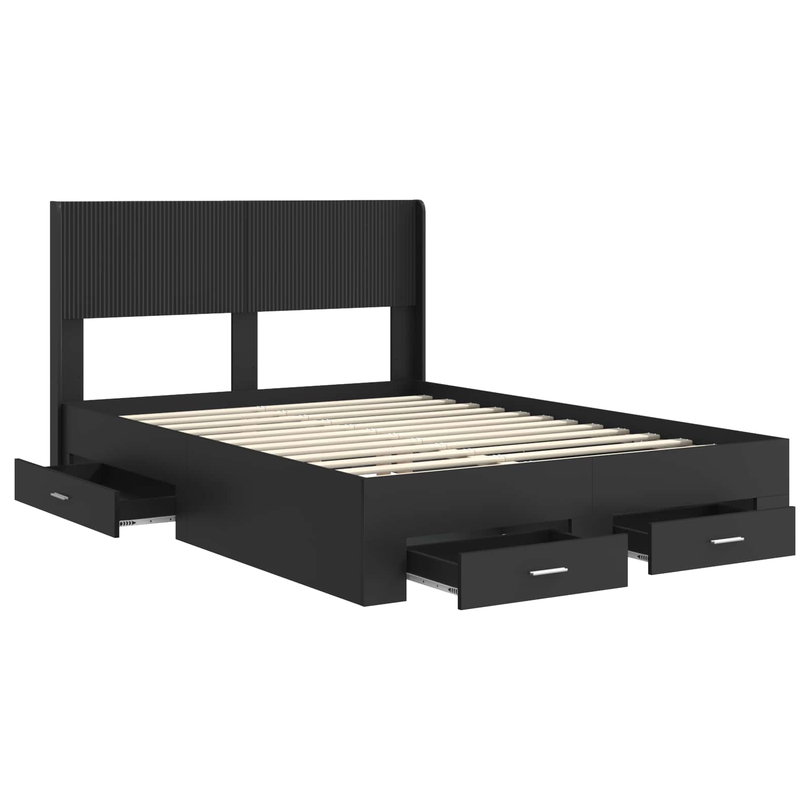 Bedframe met opbergruimte en hoofdbord Zwart 140 x 190 cm is nu te koop bij PeponiXL, paradijselijk wonen!