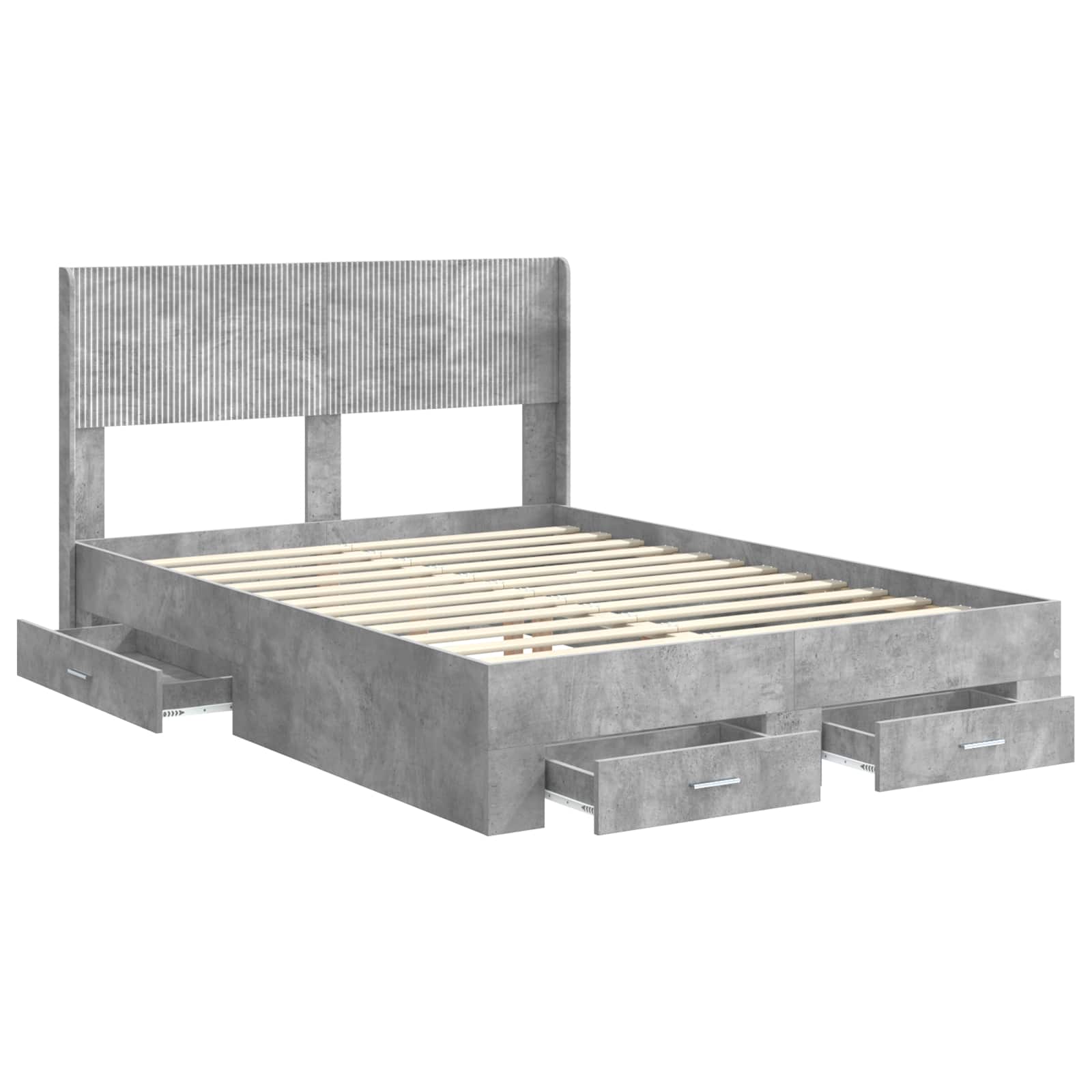 Bedframe met opbergruimte en hoofdbord Betongrijs 135 x 190 cm is nu te koop bij PeponiXL, paradijselijk wonen!