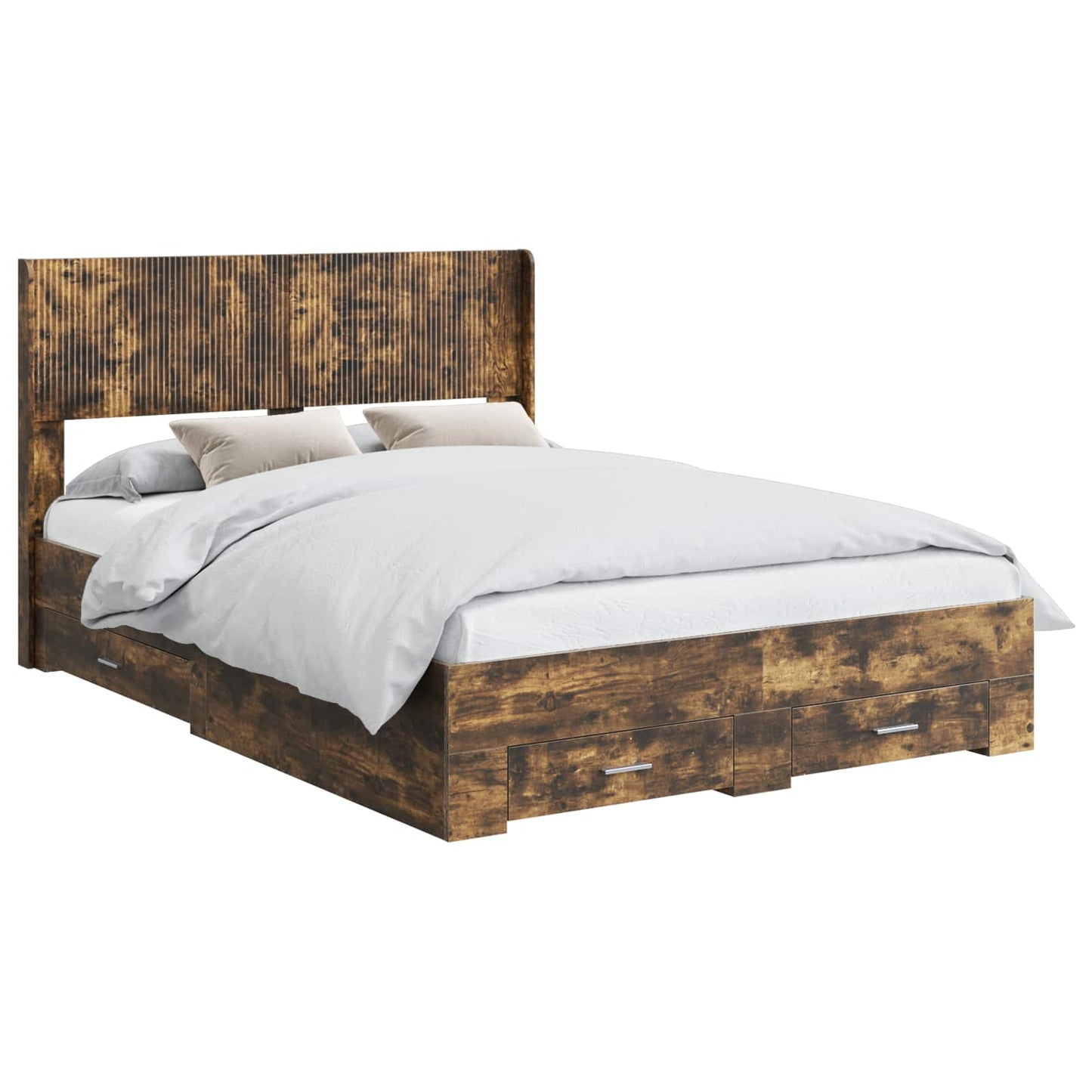 Bedframe met opbergruimte en hoofdbord Gerookt eiken is nu te koop bij PeponiXL, paradijselijk wonen!