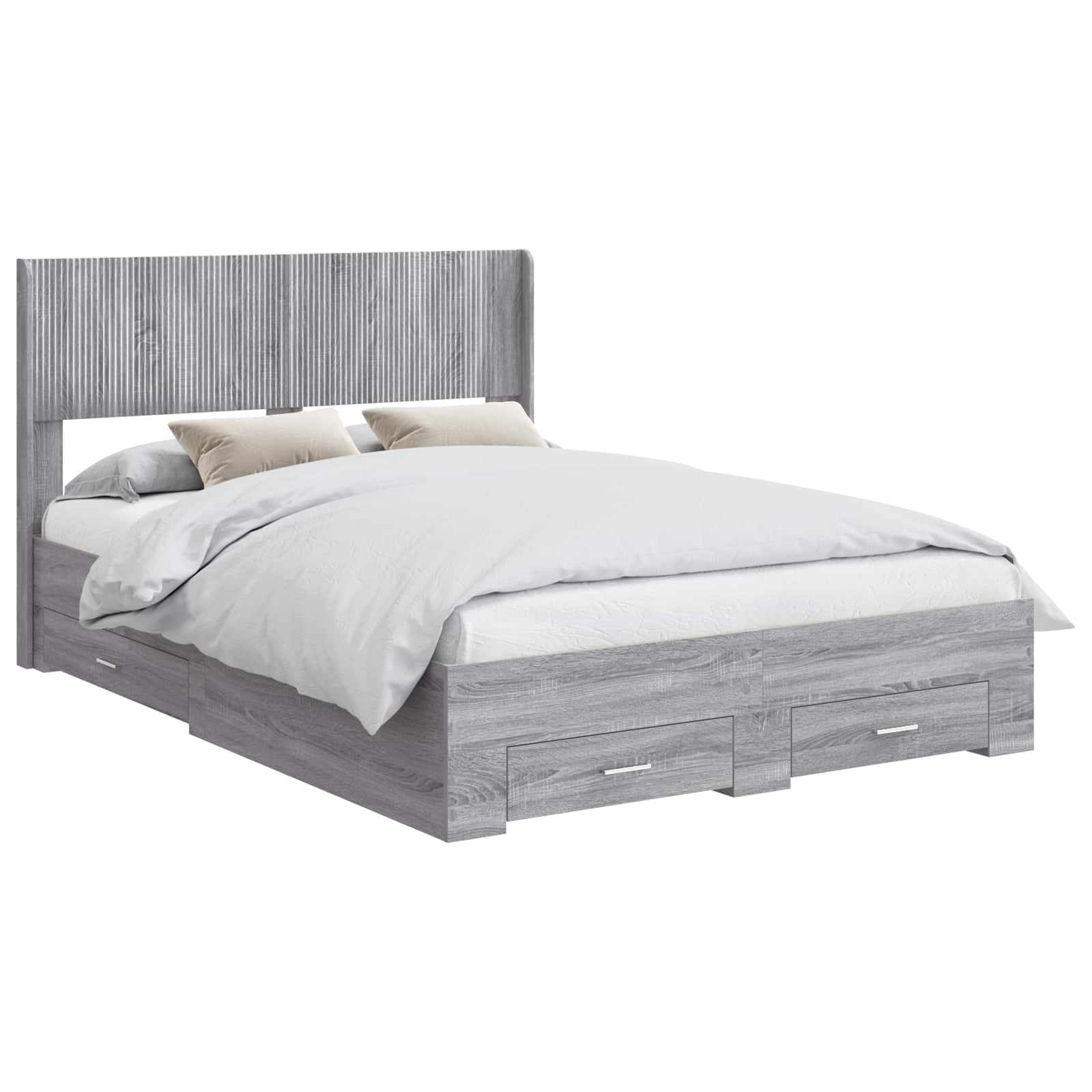Bedframe met opbergruimte en hoofdbord Grijs Sonoma is nu te koop bij PeponiXL, paradijselijk wonen!