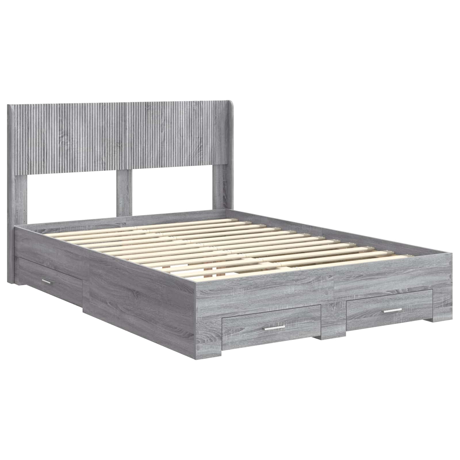 Bedframe met opbergruimte en hoofdbord Grijs Sonoma is nu te koop bij PeponiXL, paradijselijk wonen!