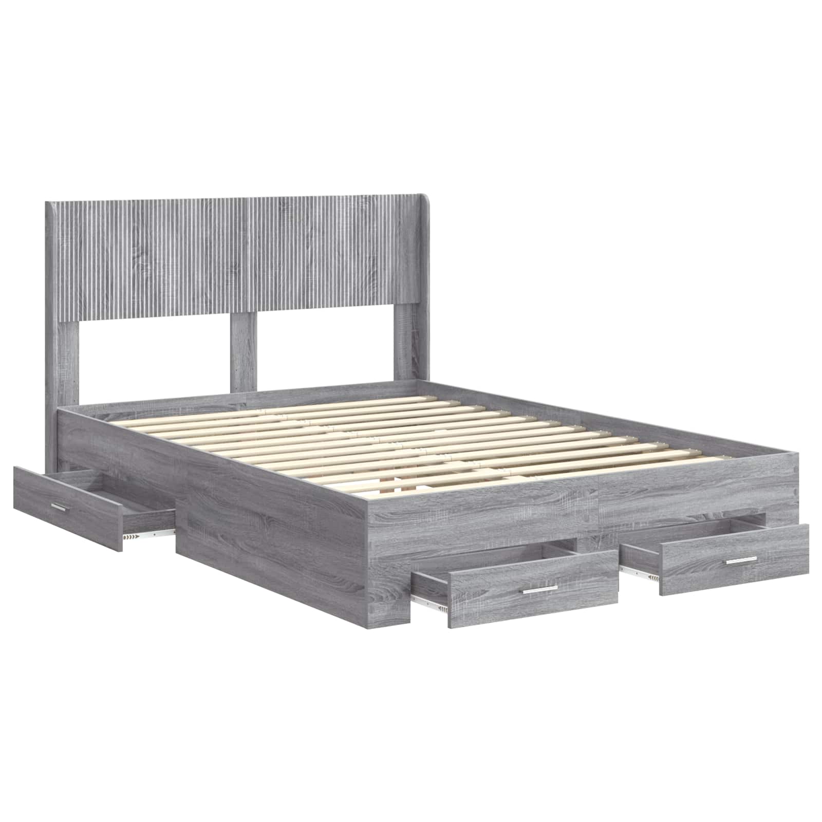 Bedframe met opbergruimte en hoofdbord Grijs Sonoma is nu te koop bij PeponiXL, paradijselijk wonen!