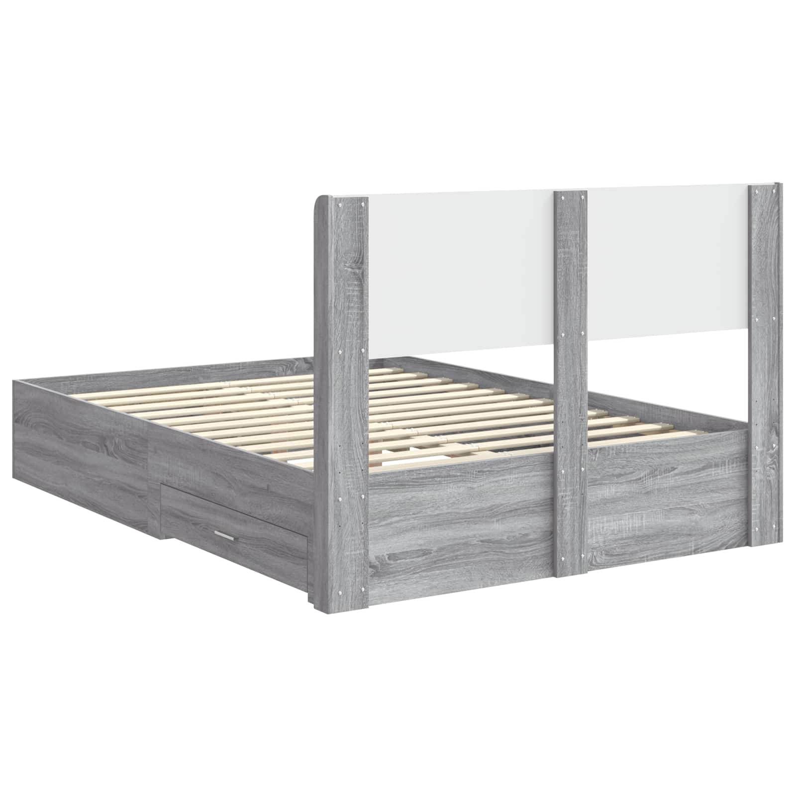 Bedframe met opbergruimte en hoofdbord Grijs Sonoma is nu te koop bij PeponiXL, paradijselijk wonen!