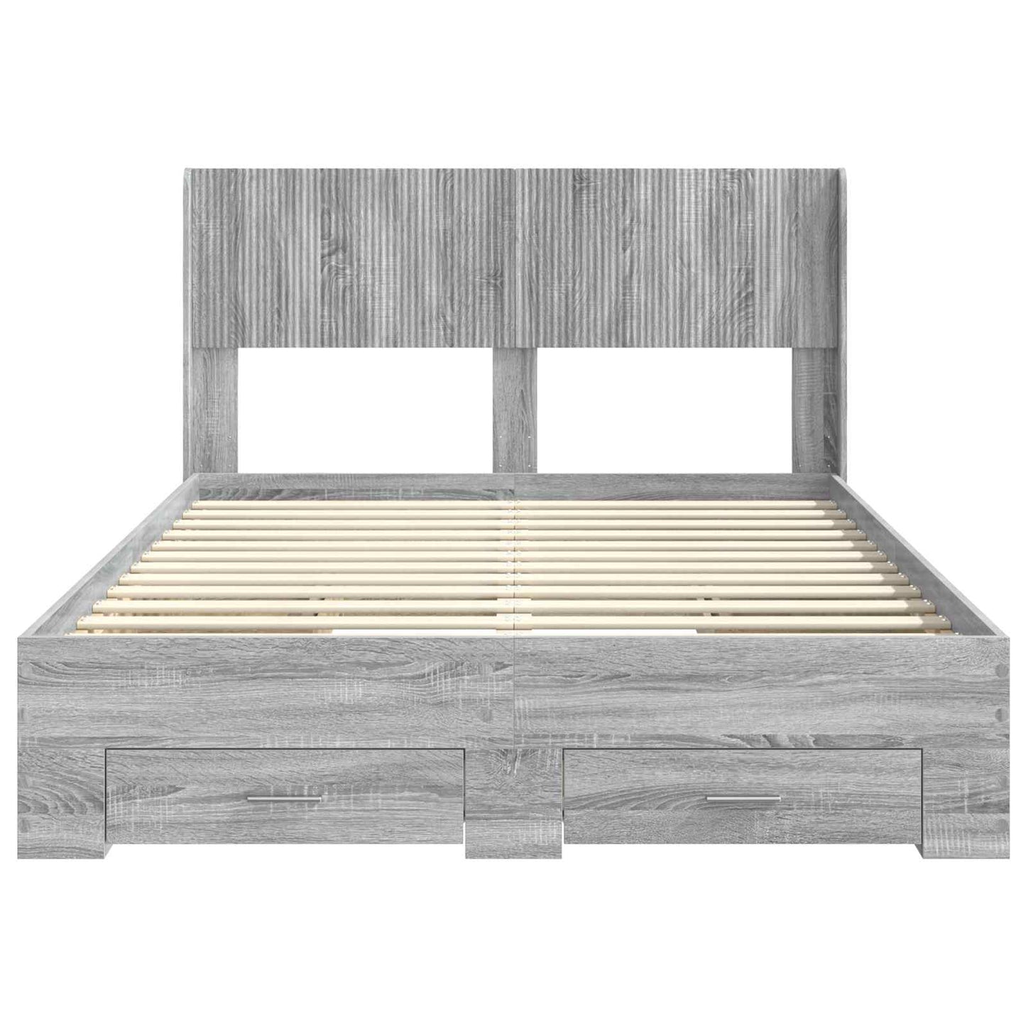 Bedframe met opbergruimte en hoofdbord Grijs Sonoma is nu te koop bij PeponiXL, paradijselijk wonen!