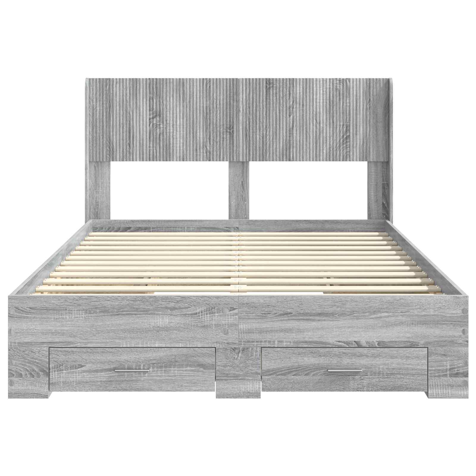 Bedframe met opbergruimte en hoofdbord Grijs Sonoma is nu te koop bij PeponiXL, paradijselijk wonen!