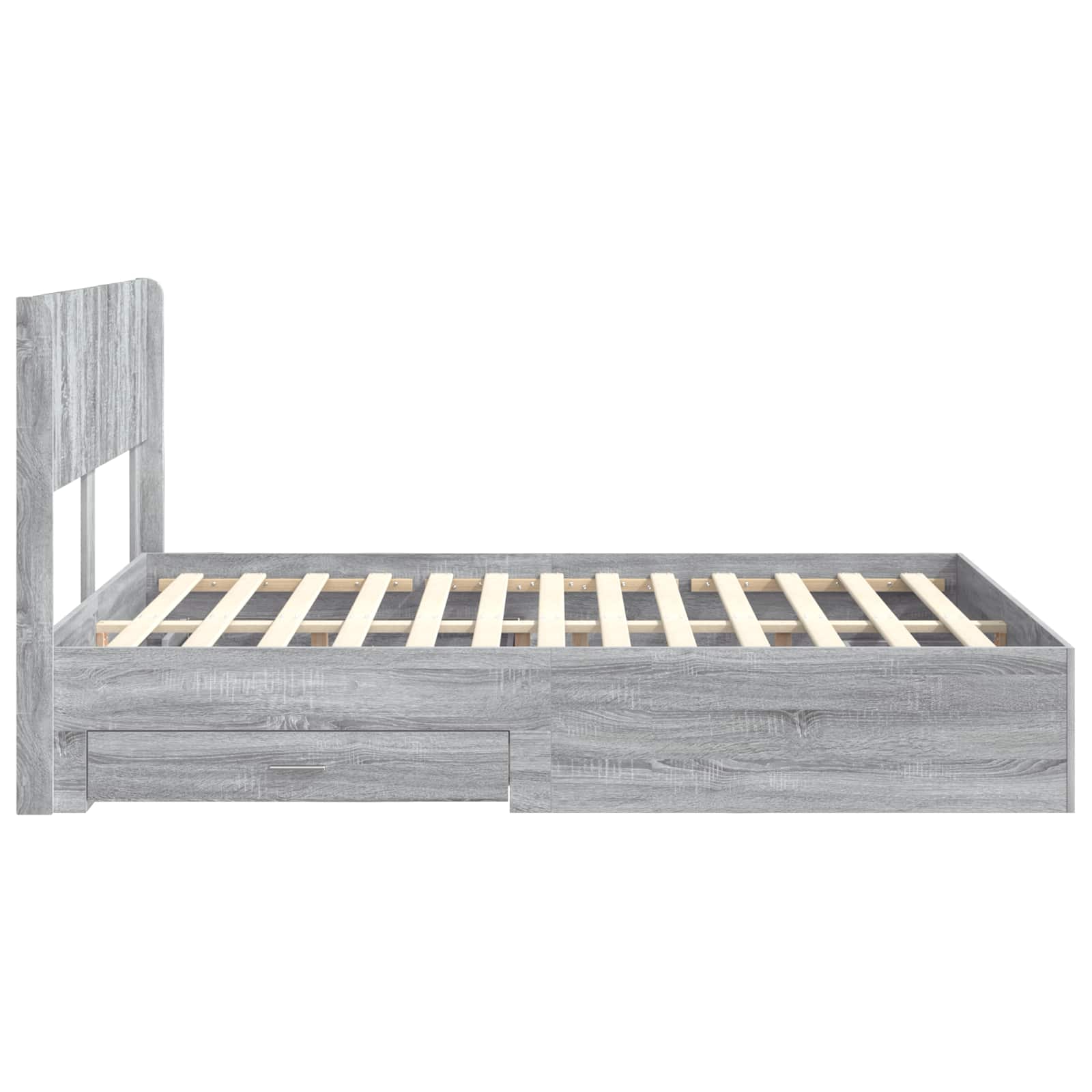 Bedframe met opbergruimte en hoofdbord Grijs Sonoma is nu te koop bij PeponiXL, paradijselijk wonen!