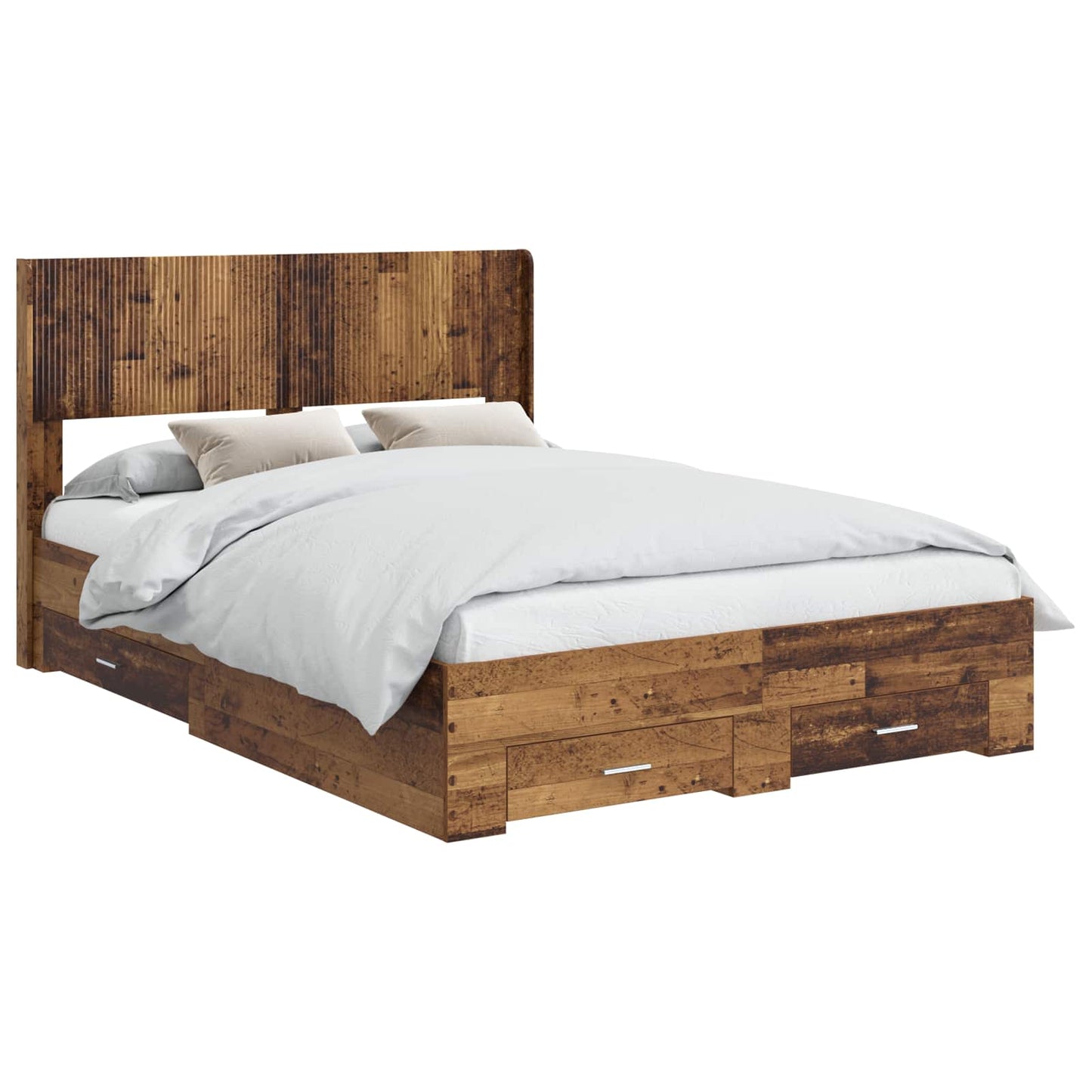 Bedframe met opbergruimte en hoofdbord Oud hout 135 x 190 cm is nu te koop bij PeponiXL, paradijselijk wonen!