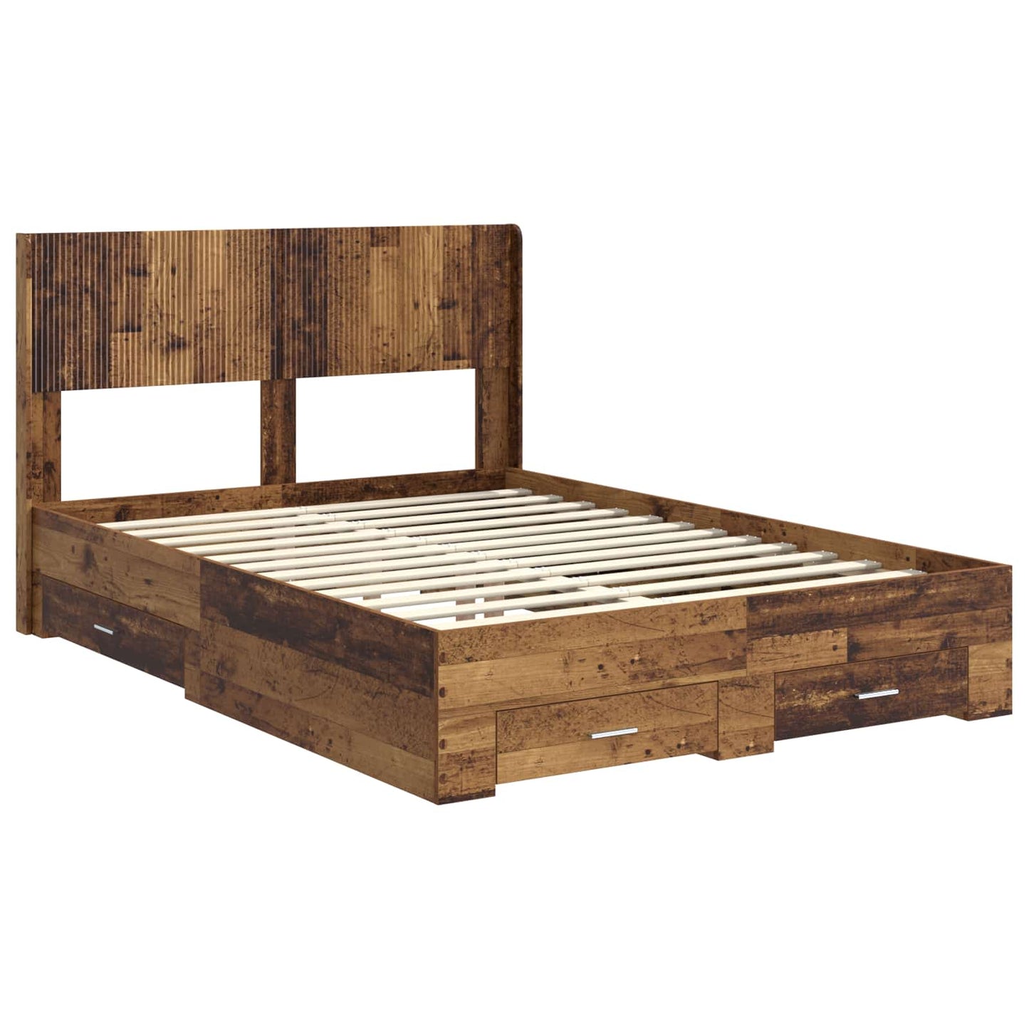 Bedframe met opbergruimte en hoofdbord Oud hout 135 x 190 cm is nu te koop bij PeponiXL, paradijselijk wonen!