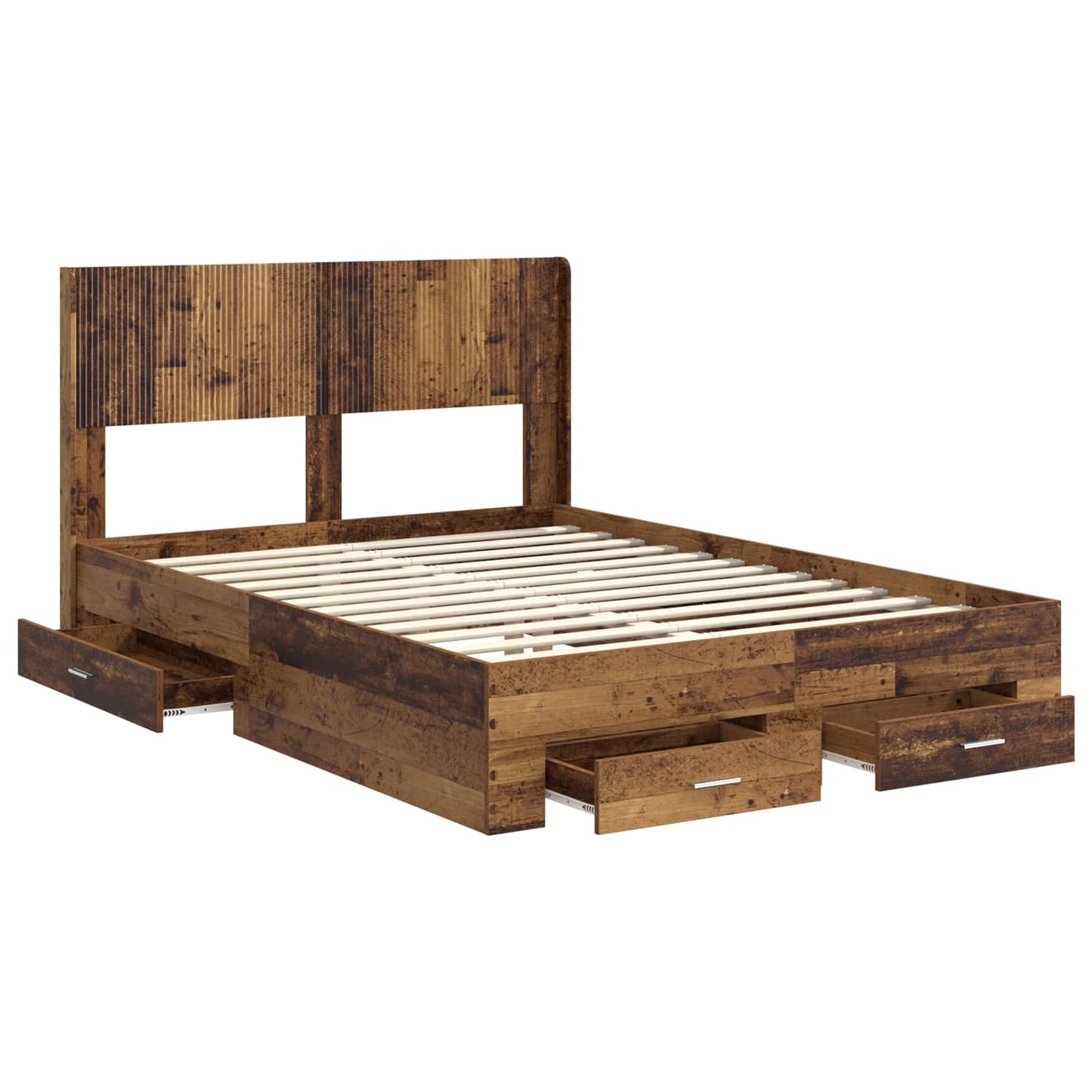 Bedframe met opbergruimte en hoofdbord Oud hout 135 x 190 cm is nu te koop bij PeponiXL, paradijselijk wonen!