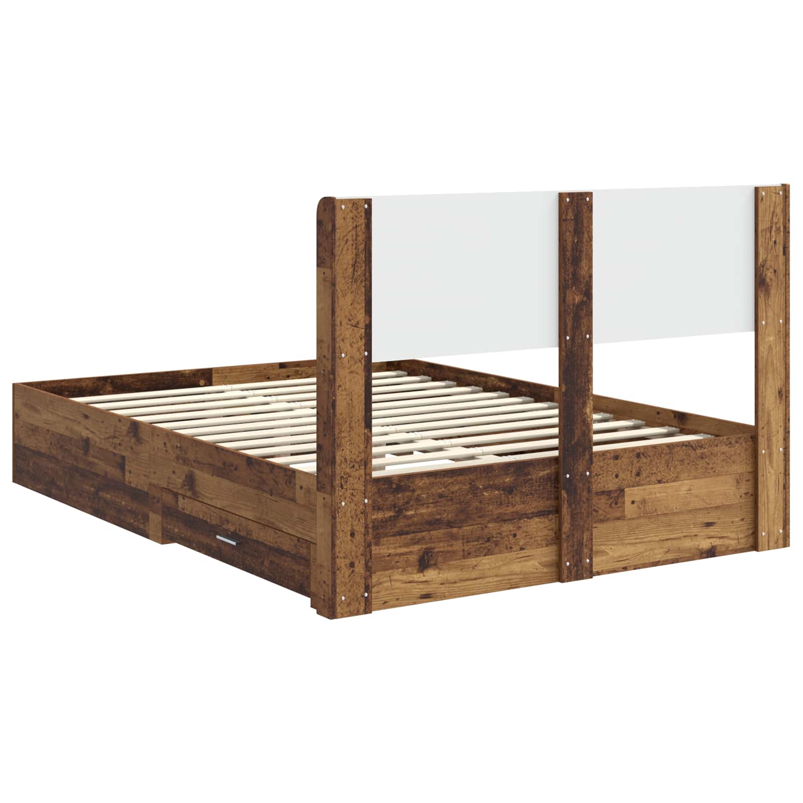 Bedframe met opbergruimte en hoofdbord Oud hout 135 x 190 cm is nu te koop bij PeponiXL, paradijselijk wonen!