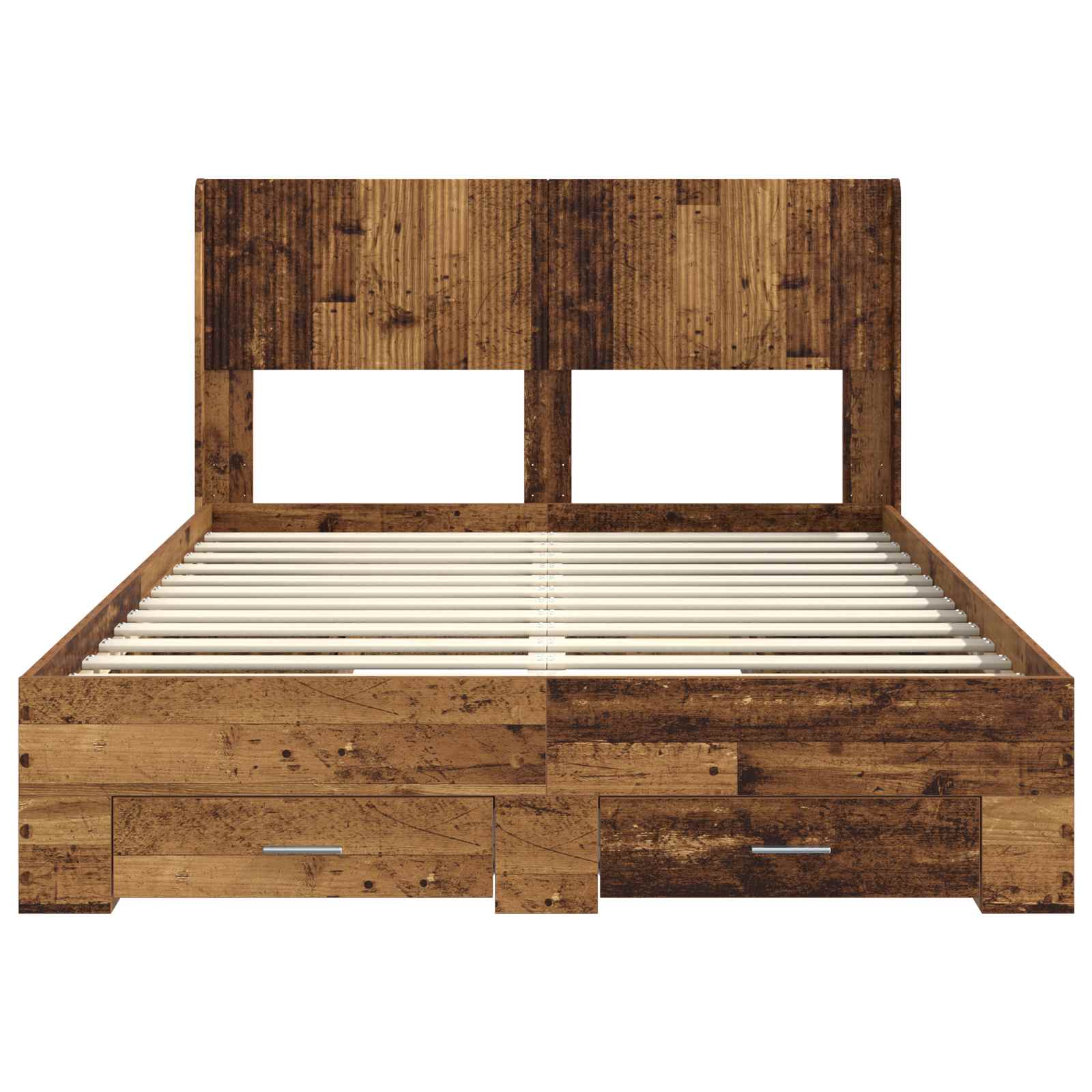 Bedframe met opbergruimte en hoofdbord Oud hout 135 x 190 cm is nu te koop bij PeponiXL, paradijselijk wonen!