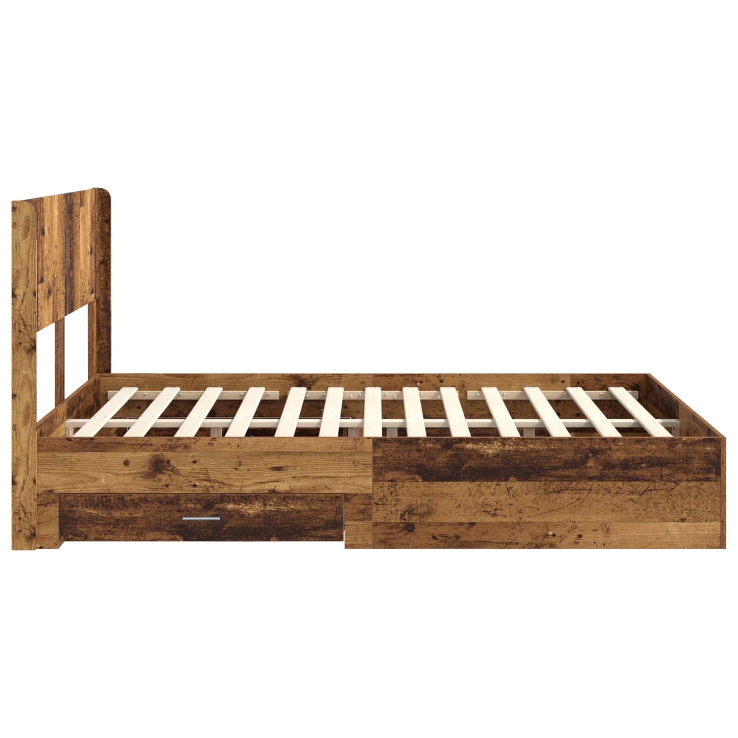 Bedframe met opbergruimte en hoofdbord Oud hout 135 x 190 cm is nu te koop bij PeponiXL, paradijselijk wonen!