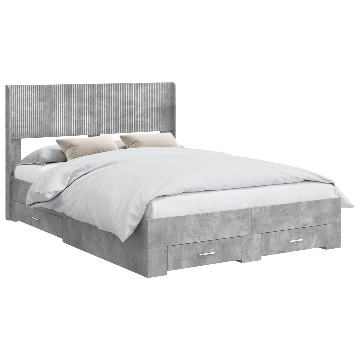 Bedframe met opbergruimte en hoofdbord Betongrijs 120 x 200 cm is nu te koop bij PeponiXL, paradijselijk wonen!