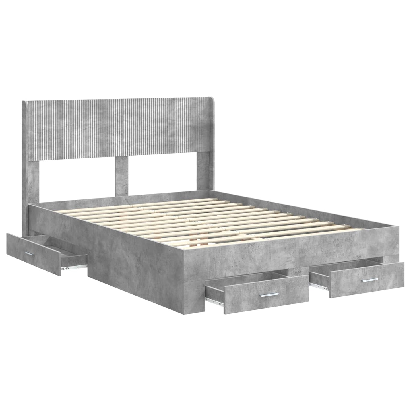 Bedframe met opbergruimte en hoofdbord Betongrijs 120 x 200 cm is nu te koop bij PeponiXL, paradijselijk wonen!