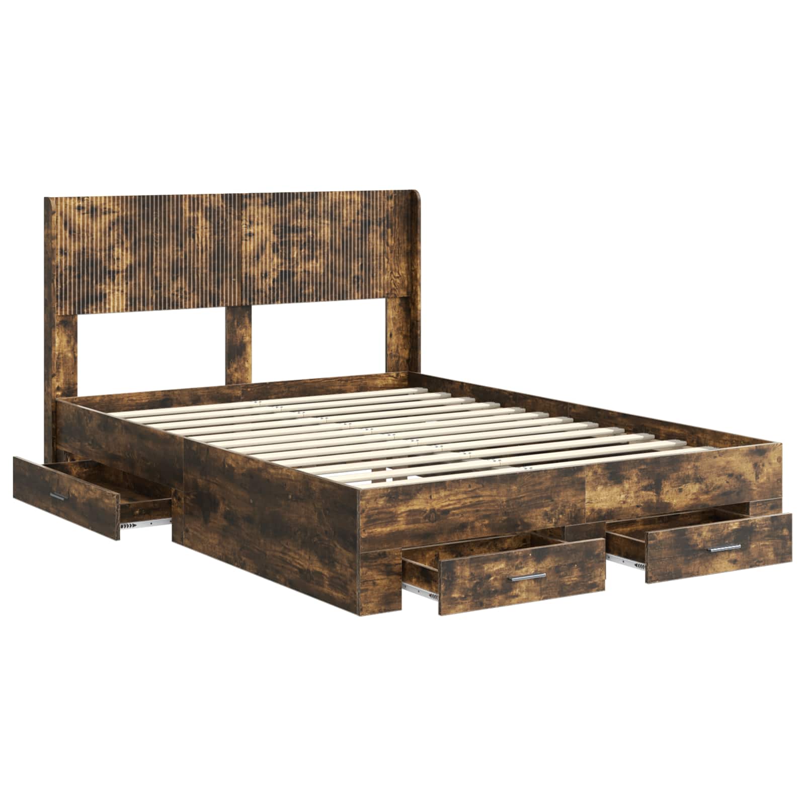 Bedframe met opbergruimte en hoofdbord Gerookt eiken is nu te koop bij PeponiXL, paradijselijk wonen!