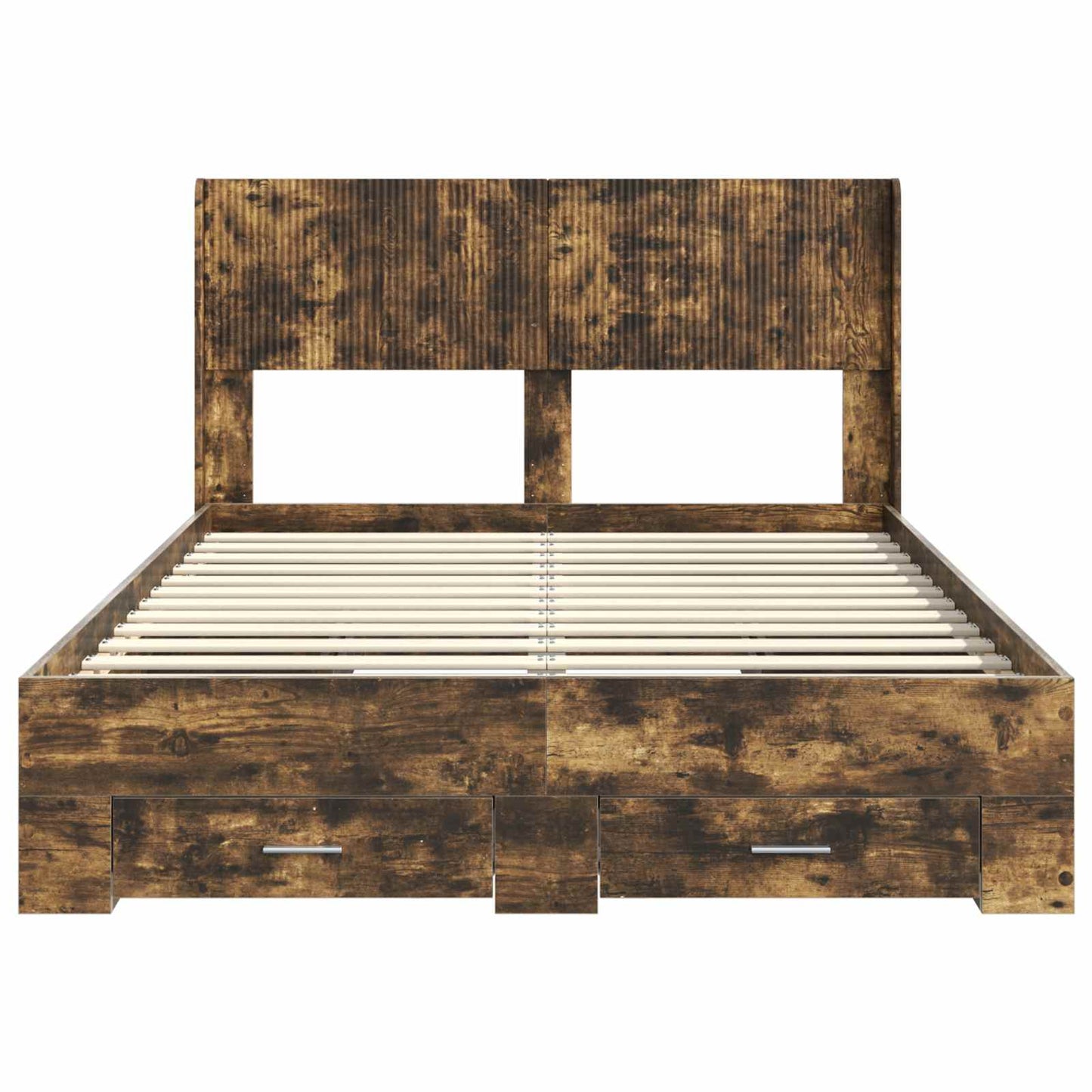 Bedframe met opbergruimte en hoofdbord Gerookt eiken is nu te koop bij PeponiXL, paradijselijk wonen!
