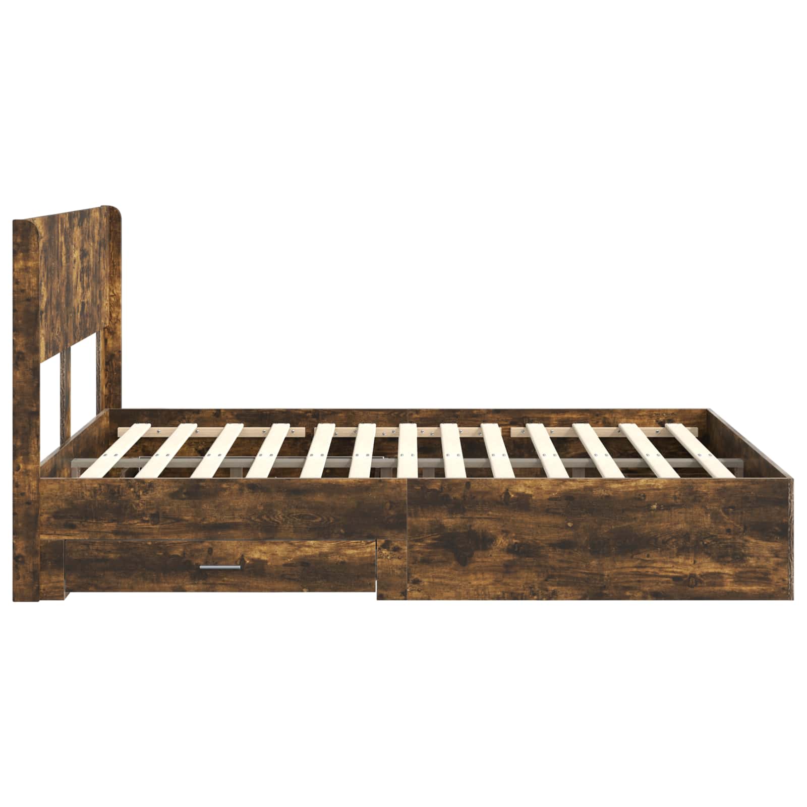 Bedframe met opbergruimte en hoofdbord Gerookt eiken is nu te koop bij PeponiXL, paradijselijk wonen!