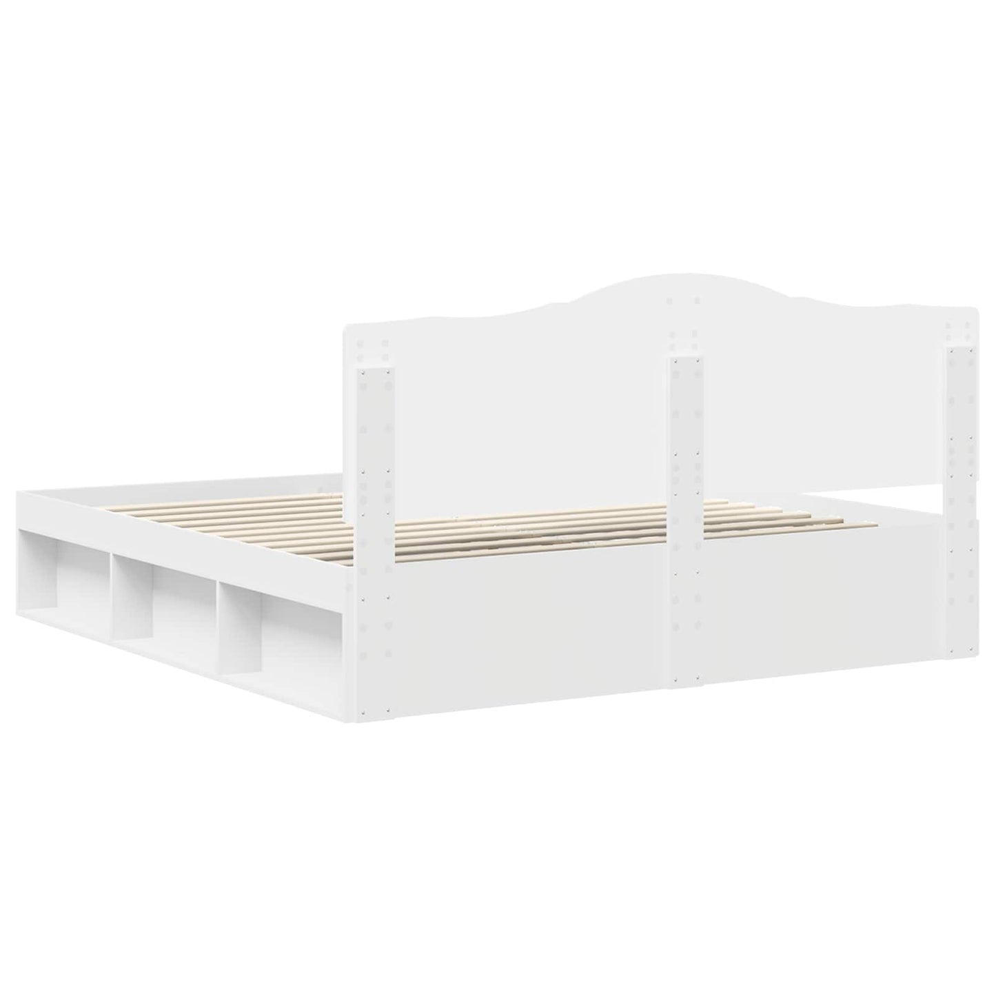 Bedframe met hoofdeinde Wit 200 x 200 cm Massief grenenhout is nu te koop bij PeponiXL, paradijselijk wonen!