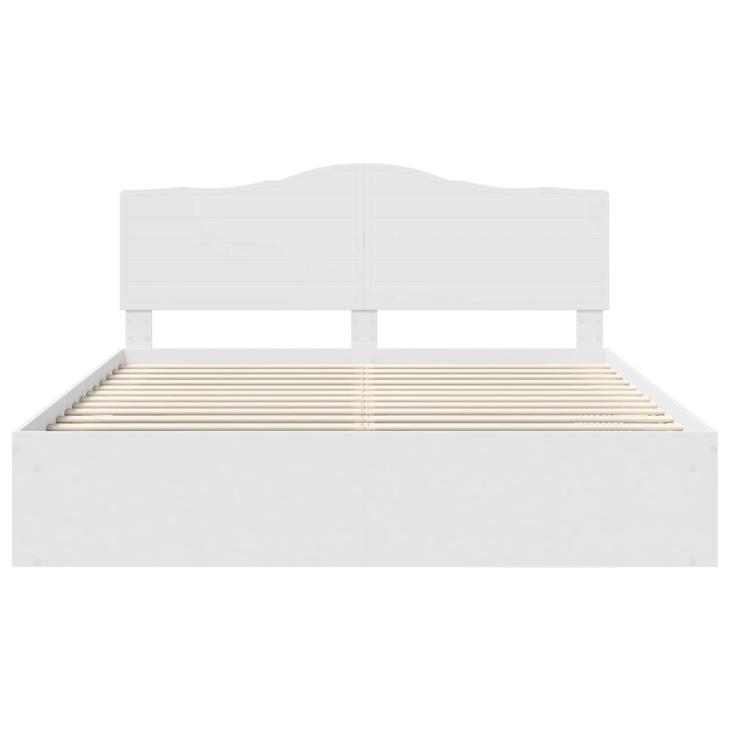 Bedframe met hoofdeinde Wit 200 x 200 cm Massief grenenhout is nu te koop bij PeponiXL, paradijselijk wonen!