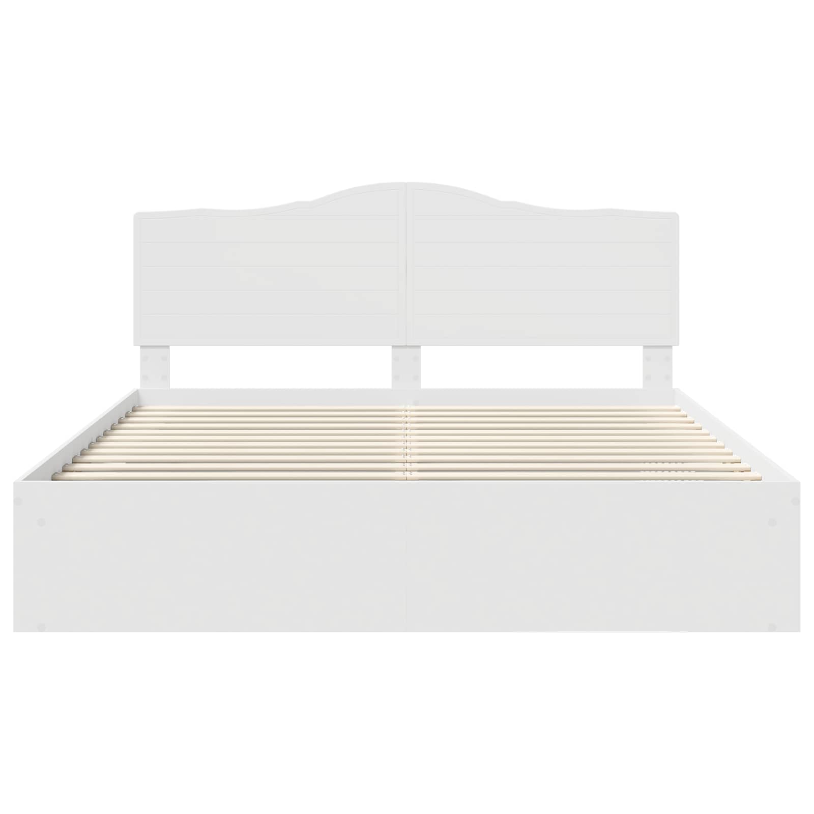Bedframe met hoofdeinde Wit 200 x 200 cm Massief grenenhout is nu te koop bij PeponiXL, paradijselijk wonen!