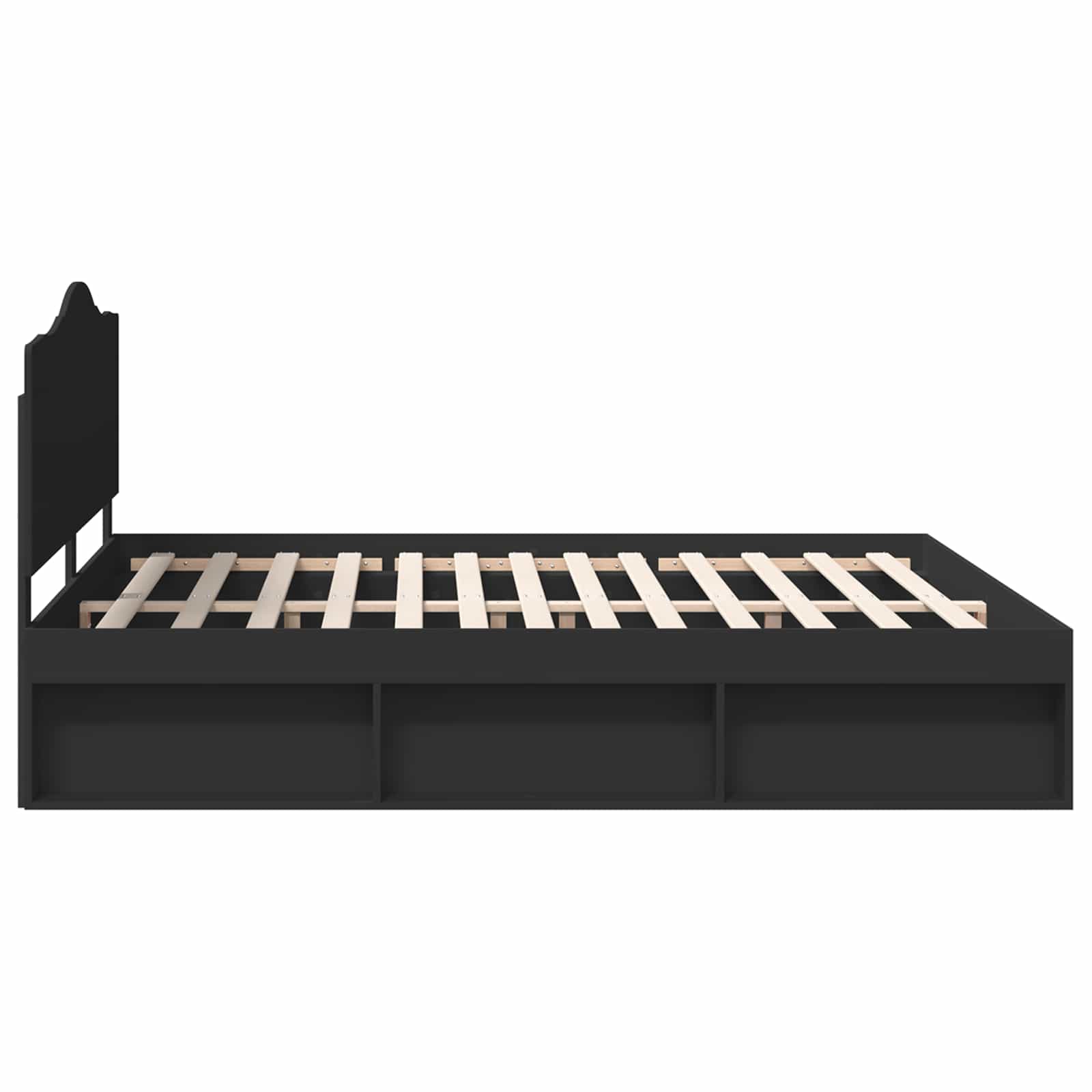 Bedframe met hoofdeinde Zwart 200 x 200 cm Massief grenenhout is nu te koop bij PeponiXL, paradijselijk wonen!