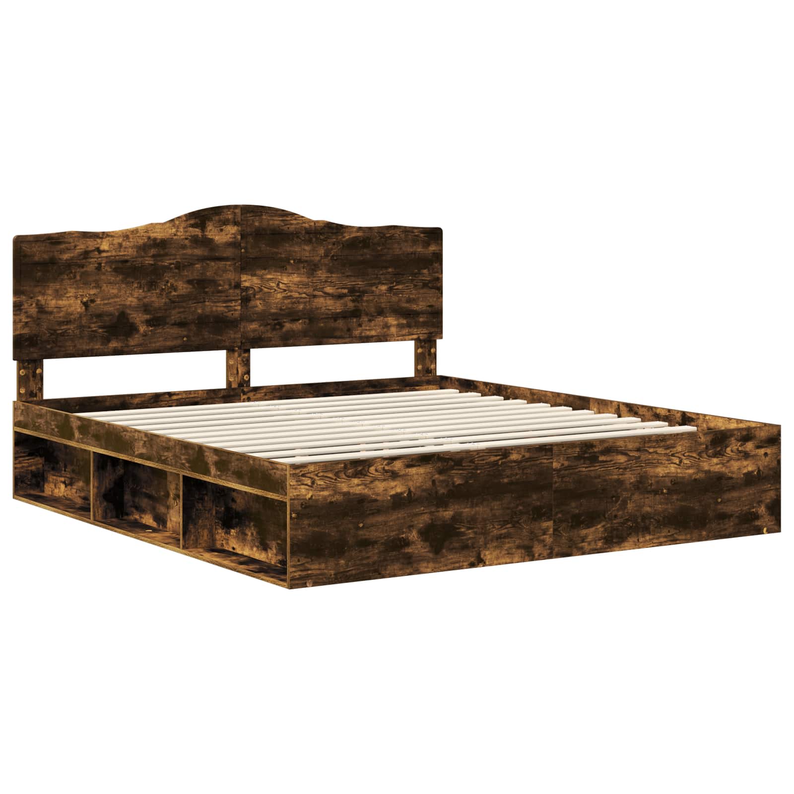 Bedframe Gerookt eiken 200 x 200 cm Massief grenenhout is nu te koop bij PeponiXL, paradijselijk wonen!