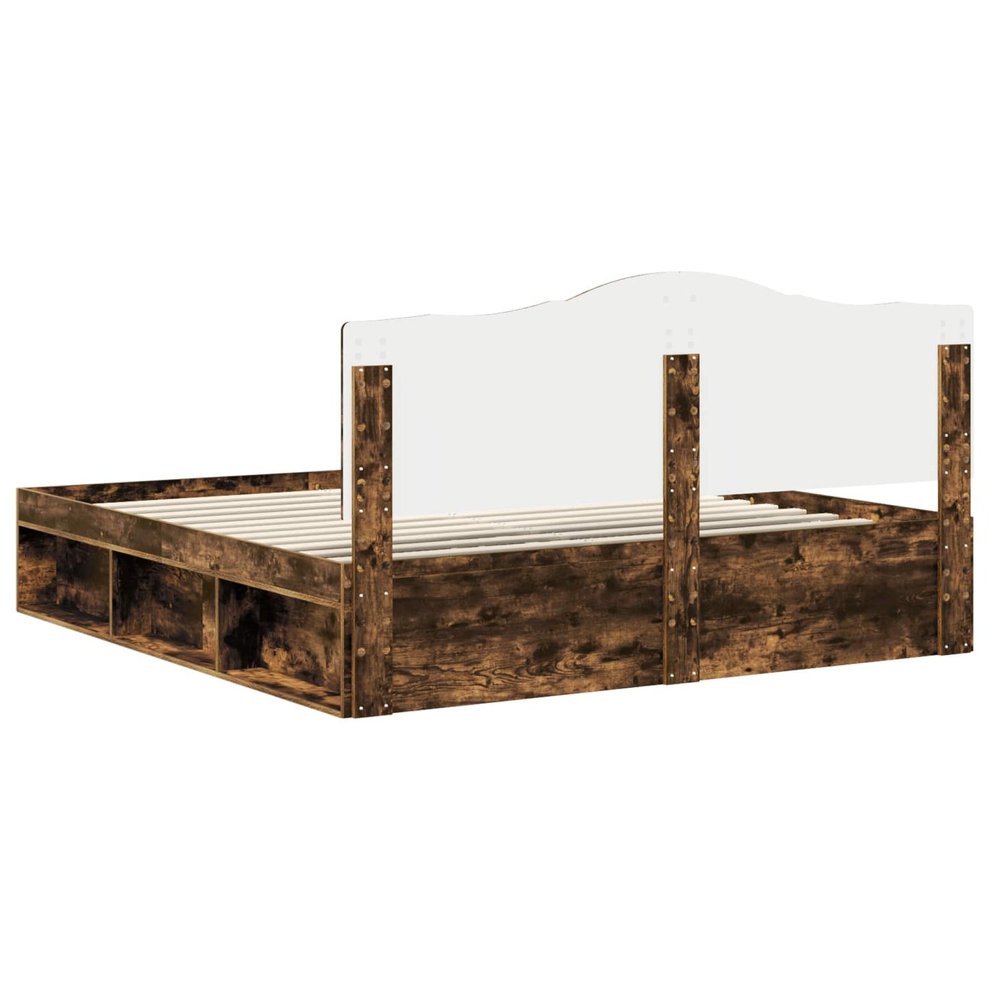 Bedframe Gerookt eiken 200 x 200 cm Massief grenenhout is nu te koop bij PeponiXL, paradijselijk wonen!