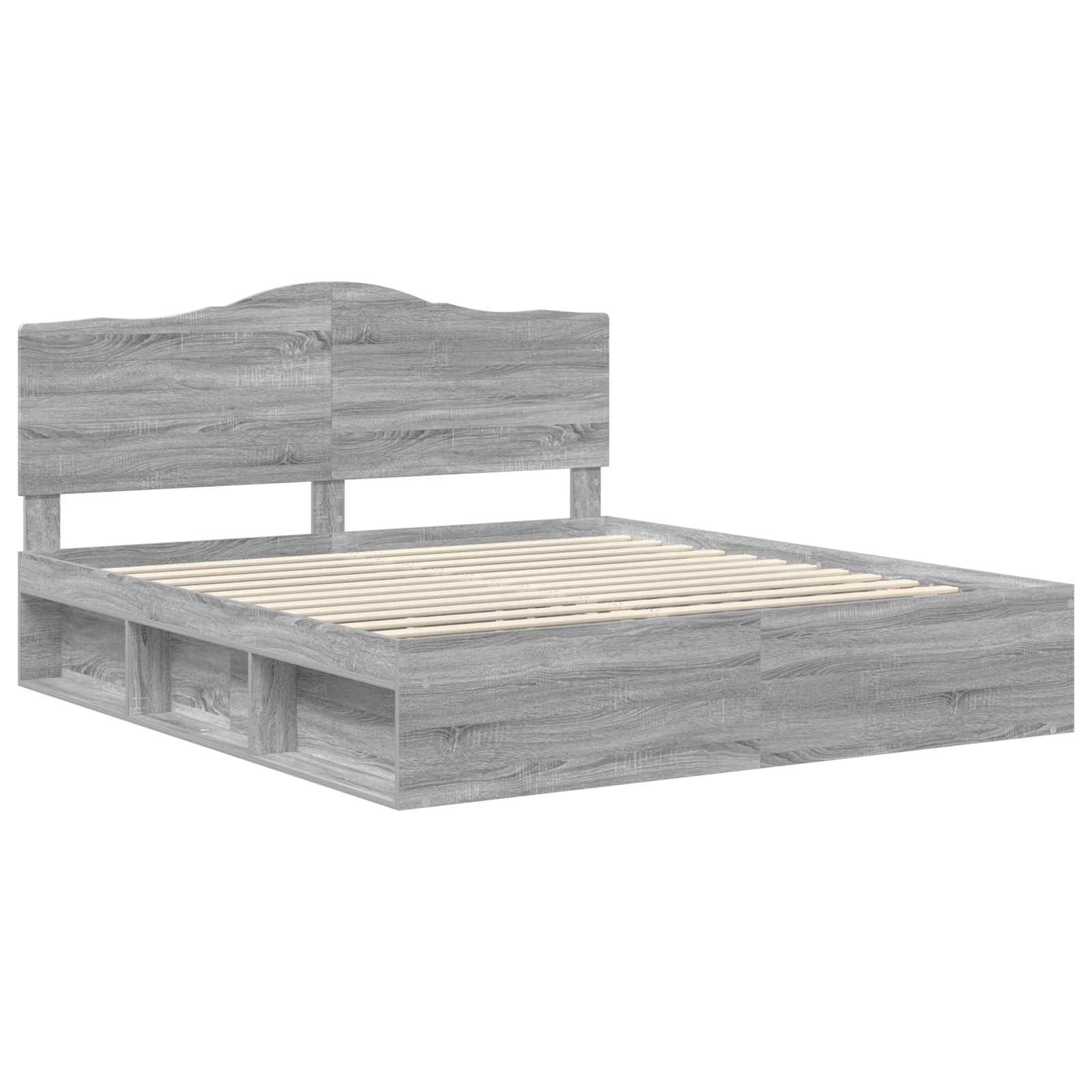 Bedframe Grijs Sonoma 200 x 200 cm Massief grenenhout is nu te koop bij PeponiXL, paradijselijk wonen!