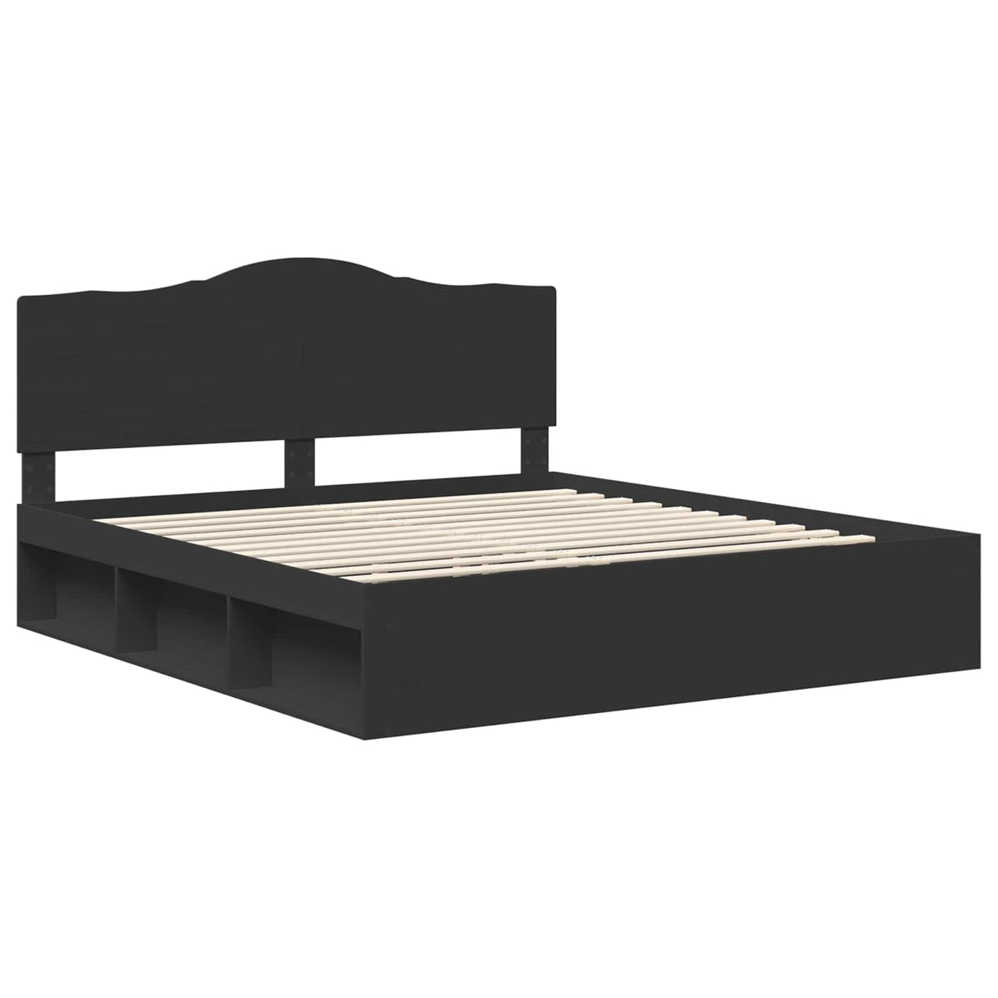 Bedframe met hoofdeinde Zwart 180 x 200 cm Massief grenenhout is nu te koop bij PeponiXL, paradijselijk wonen!