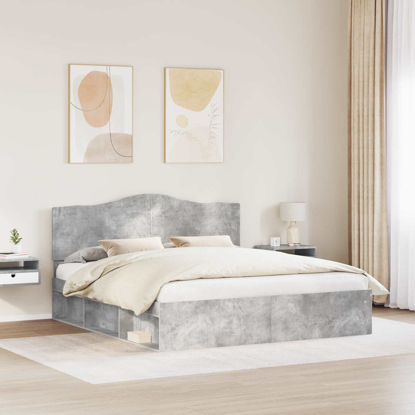 Bedframe met hoofdeinde Beton 180 x 200 cm Massief grenenhout is nu te koop bij PeponiXL, paradijselijk wonen!