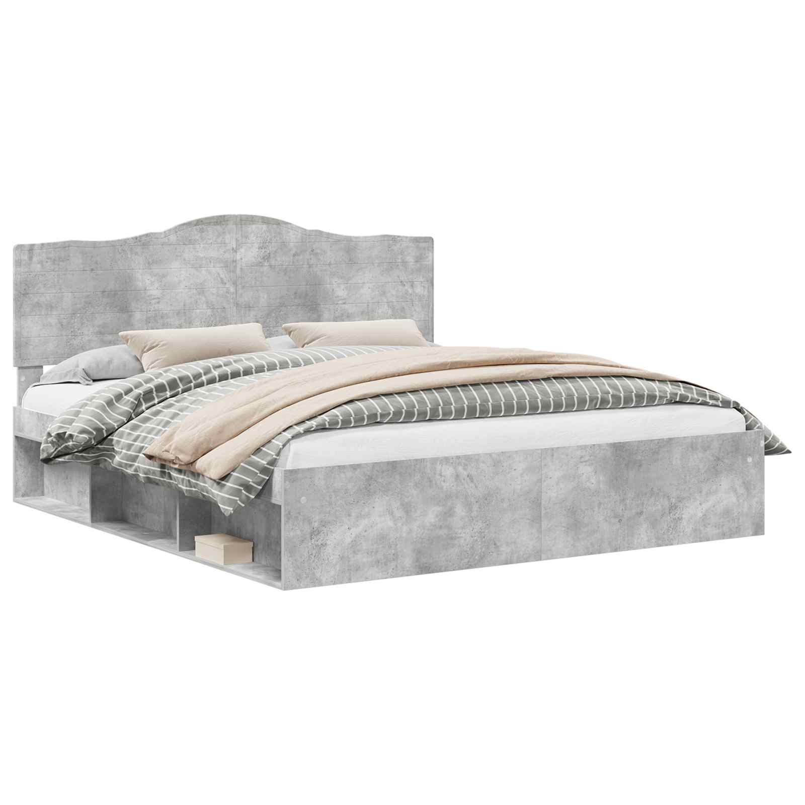 Bedframe met hoofdeinde Beton 180 x 200 cm Massief grenenhout is nu te koop bij PeponiXL, paradijselijk wonen!