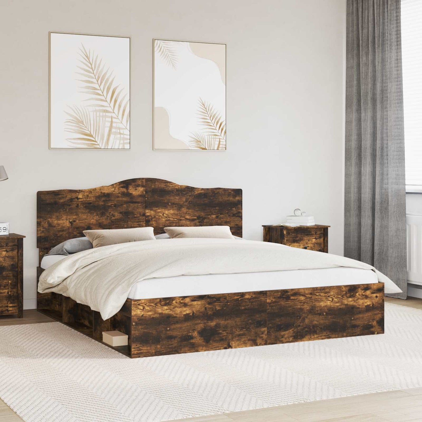Bedframe Gerookt eiken 180 x 200 cm Massief grenenhout is nu te koop bij PeponiXL, paradijselijk wonen!