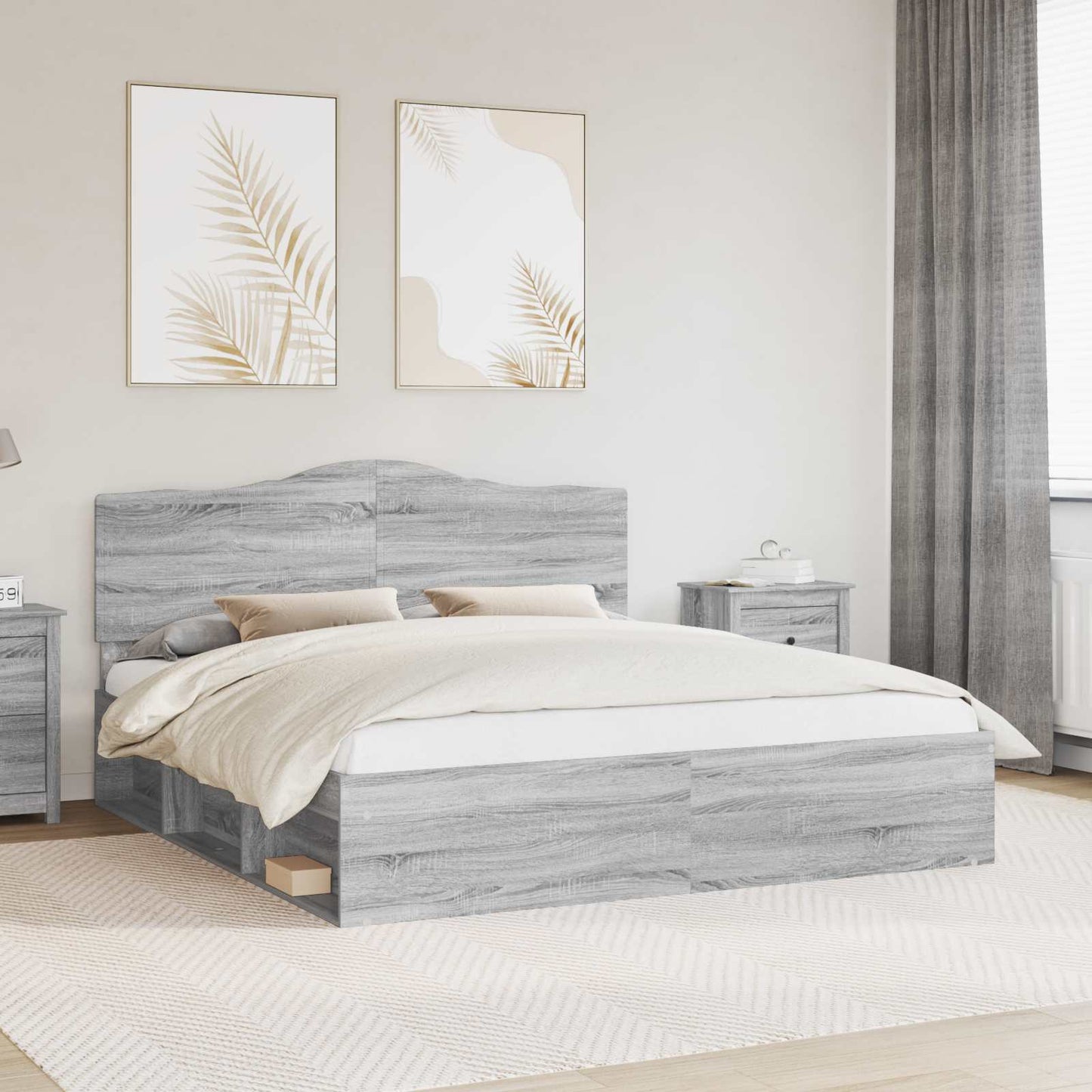 Bedframe Grijs Sonoma 180 x 200 cm Massief grenenhout is nu te koop bij PeponiXL, paradijselijk wonen!