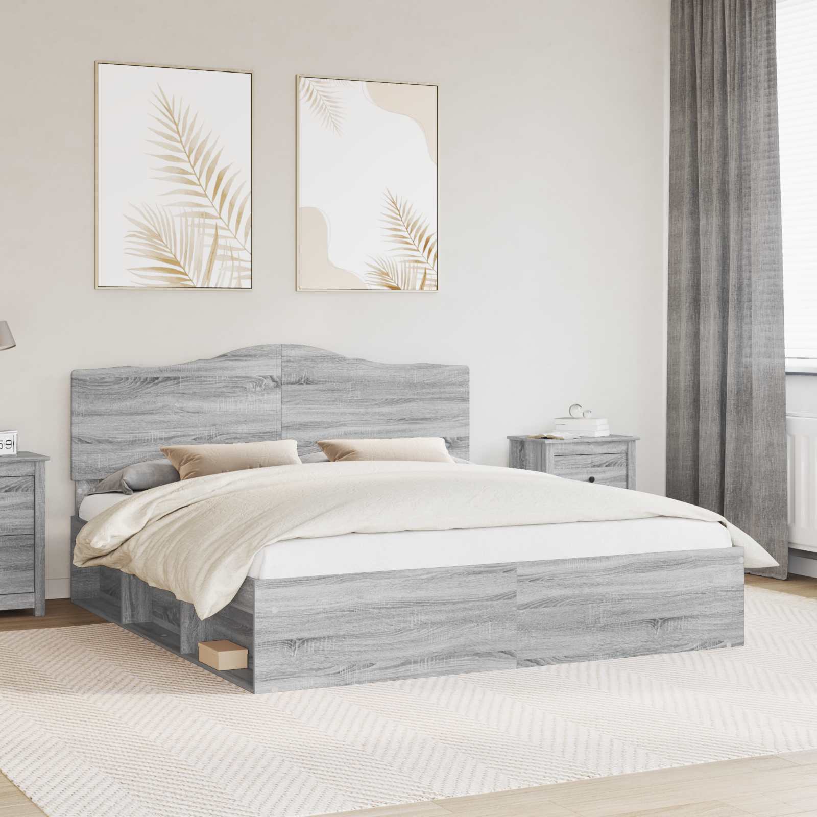 Bedframe Grijs Sonoma 180 x 200 cm Massief grenenhout is nu te koop bij PeponiXL, paradijselijk wonen!