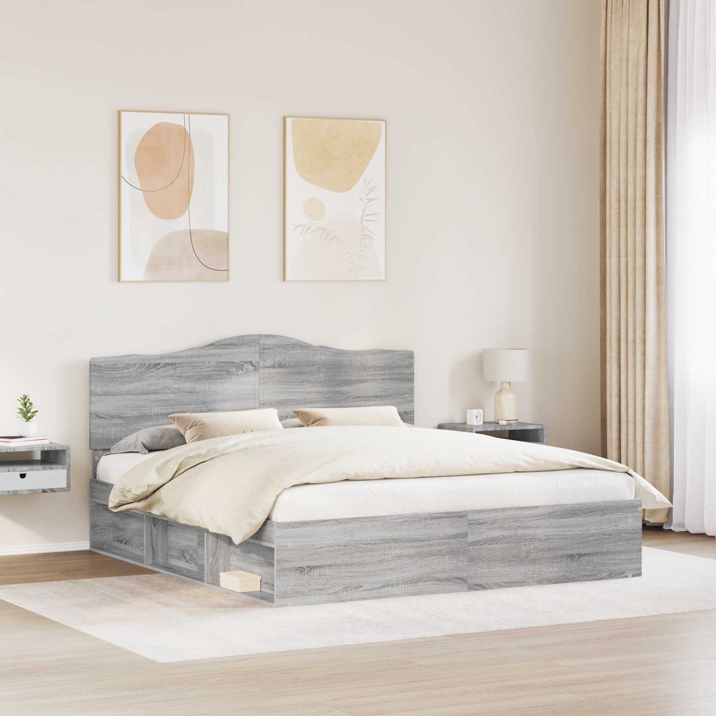 Bedframe Grijs Sonoma 180 x 200 cm Massief grenenhout is nu te koop bij PeponiXL, paradijselijk wonen!