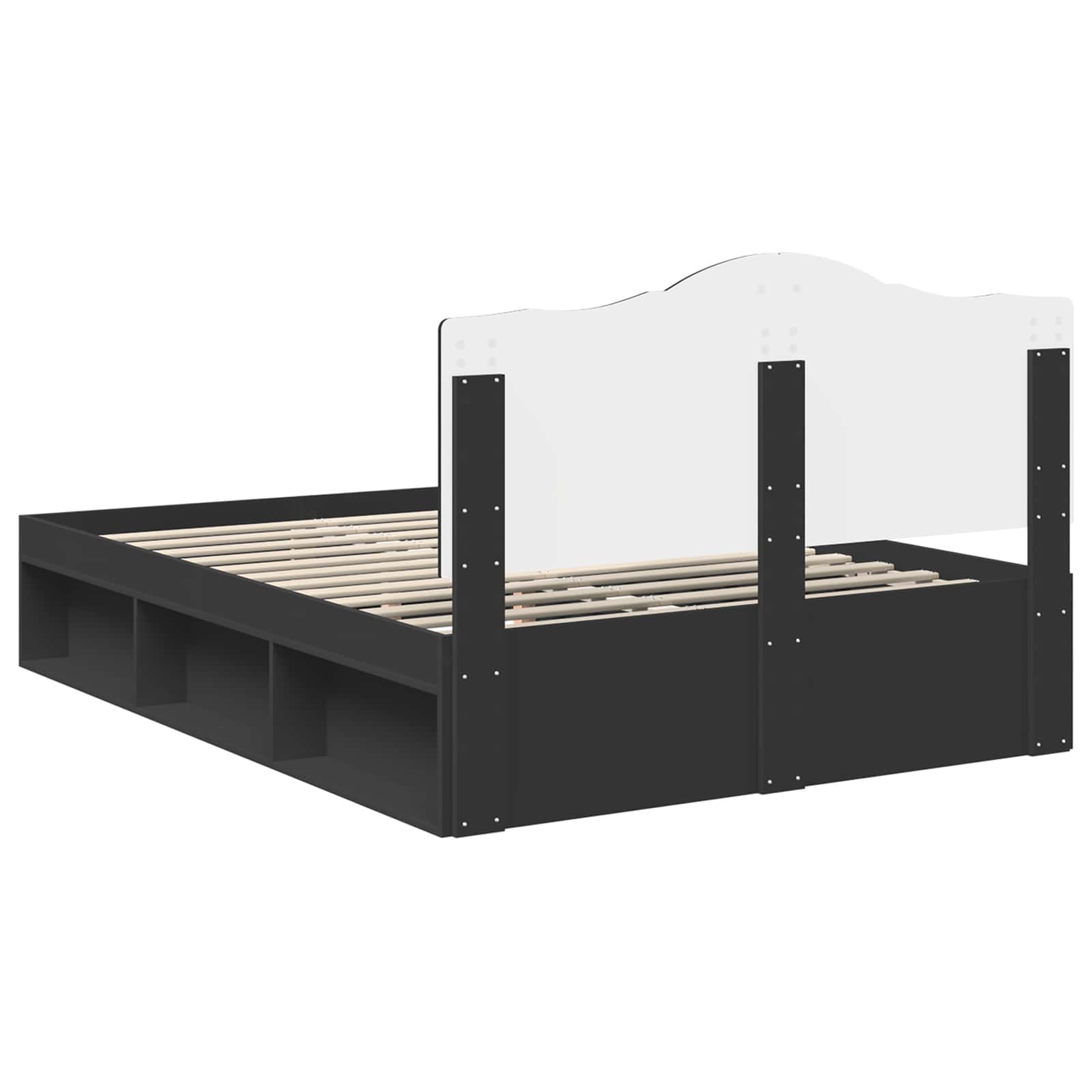 Bedframe met hoofdeinde Zwart 160 x 200 cm Massief grenenhout is nu te koop bij PeponiXL, paradijselijk wonen!