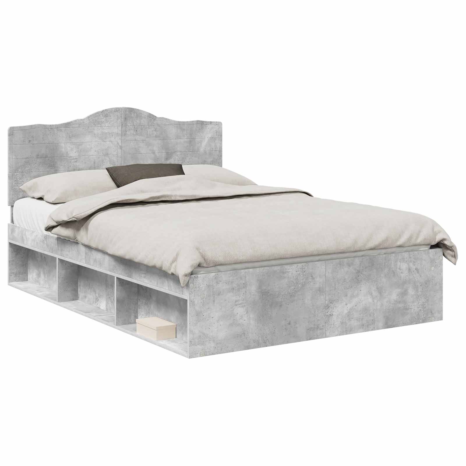 Bedframe met hoofdeinde Beton 160 x 200 cm Massief grenenhout is nu te koop bij PeponiXL, paradijselijk wonen!