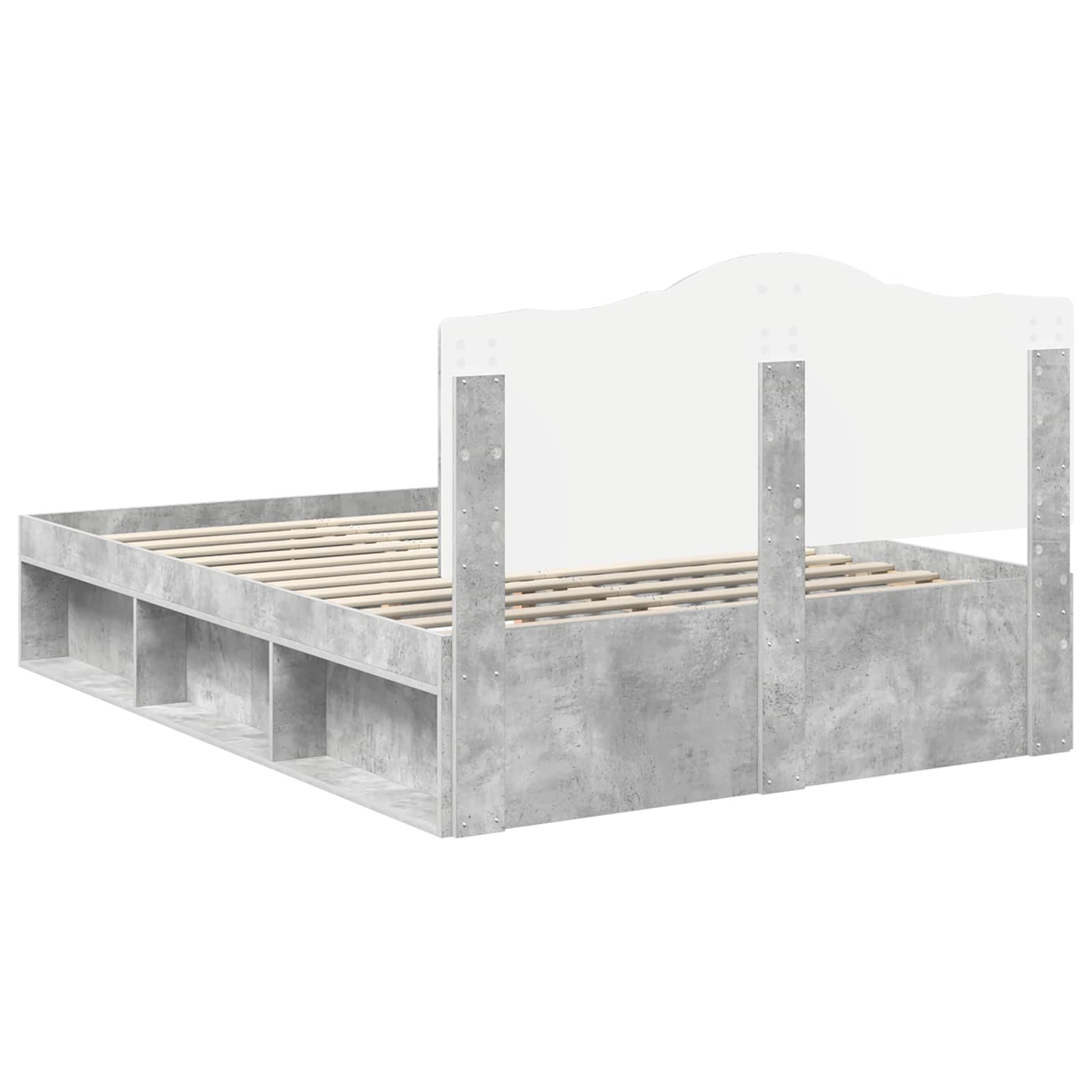 Bedframe met hoofdeinde Beton 160 x 200 cm Massief grenenhout is nu te koop bij PeponiXL, paradijselijk wonen!