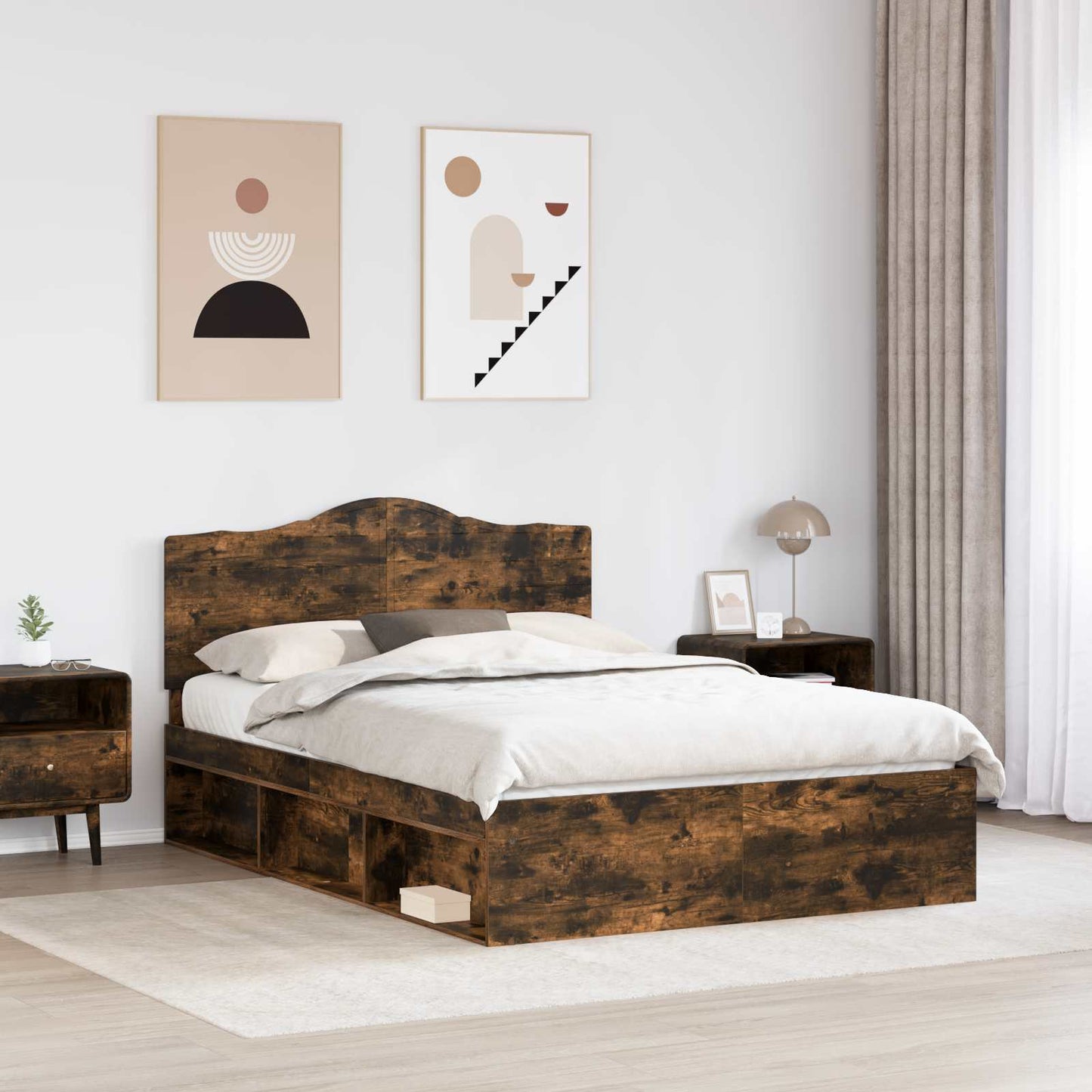 Bedframe Gerookt eiken 160 x 200 cm Massief grenenhout is nu te koop bij PeponiXL, paradijselijk wonen!
